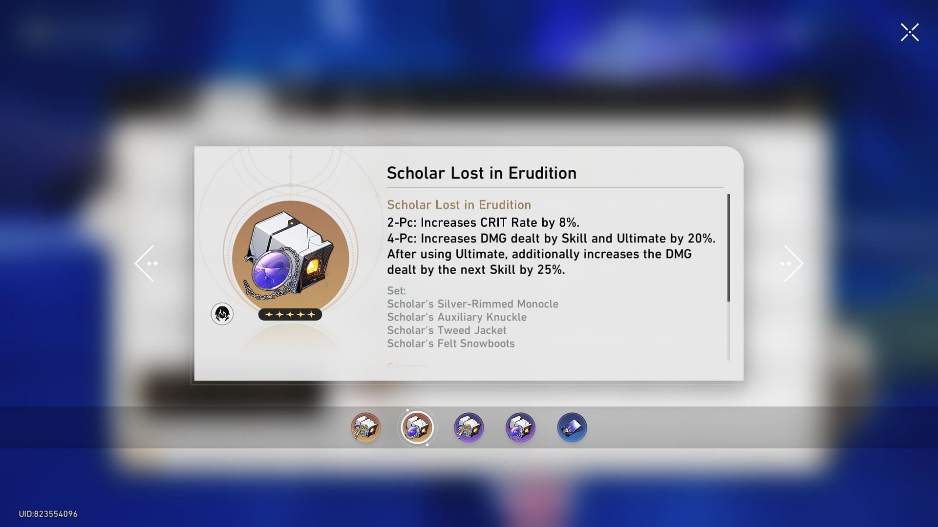 The Scholar Lost in Erudition is the best Relic set for Mydei (Image via Sportskeeda Gaming || HoYoverse)