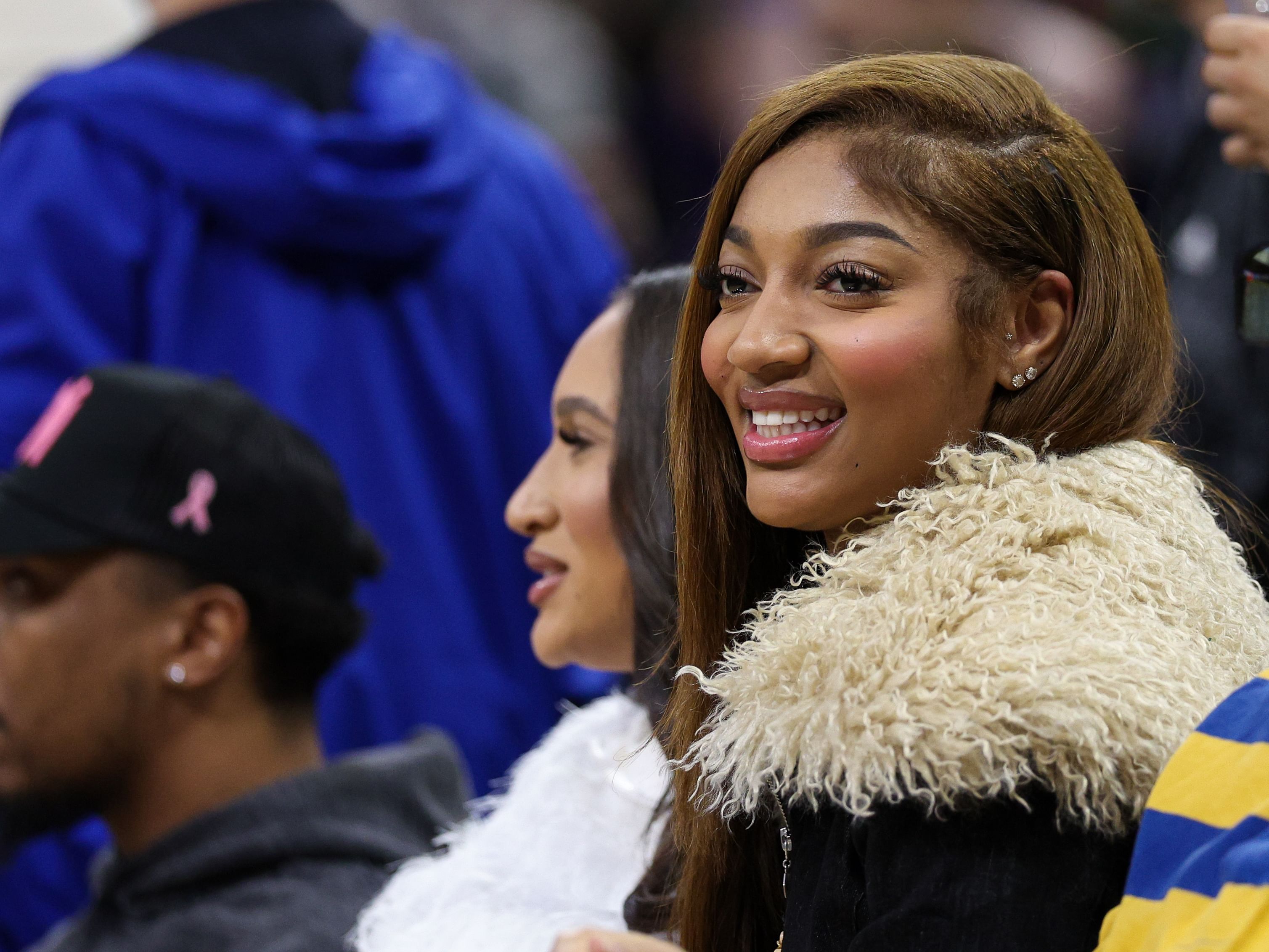 Chicago Sky forward Angel Reese attends a NBA game between the Boston Celtics and Orlando Magic at Kia Center. Photo Credit: Imagn