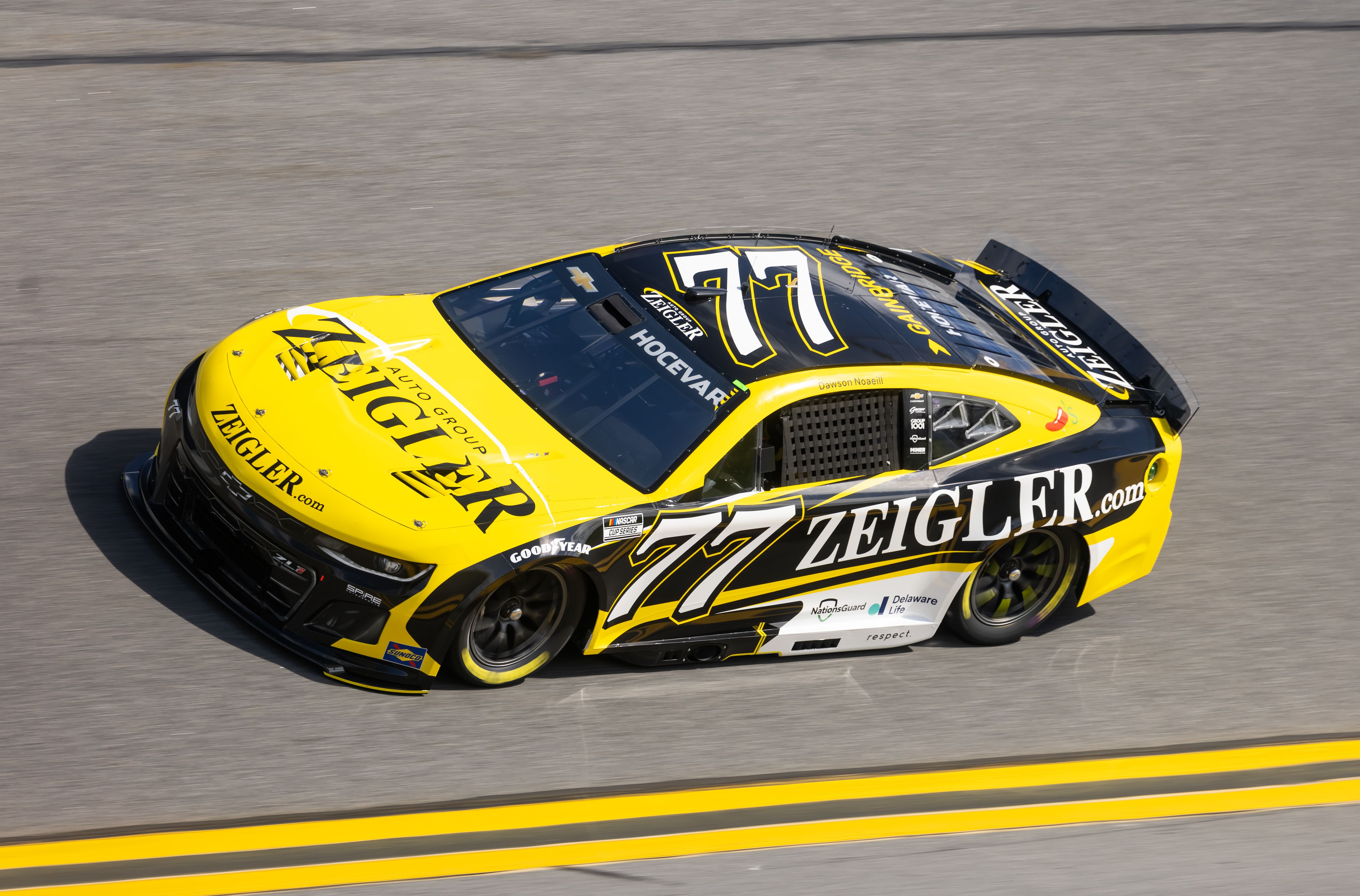 Carson Hocevar drives the No. 77 Chevrolet in the NASCAR Cup Series - Source: Imagn