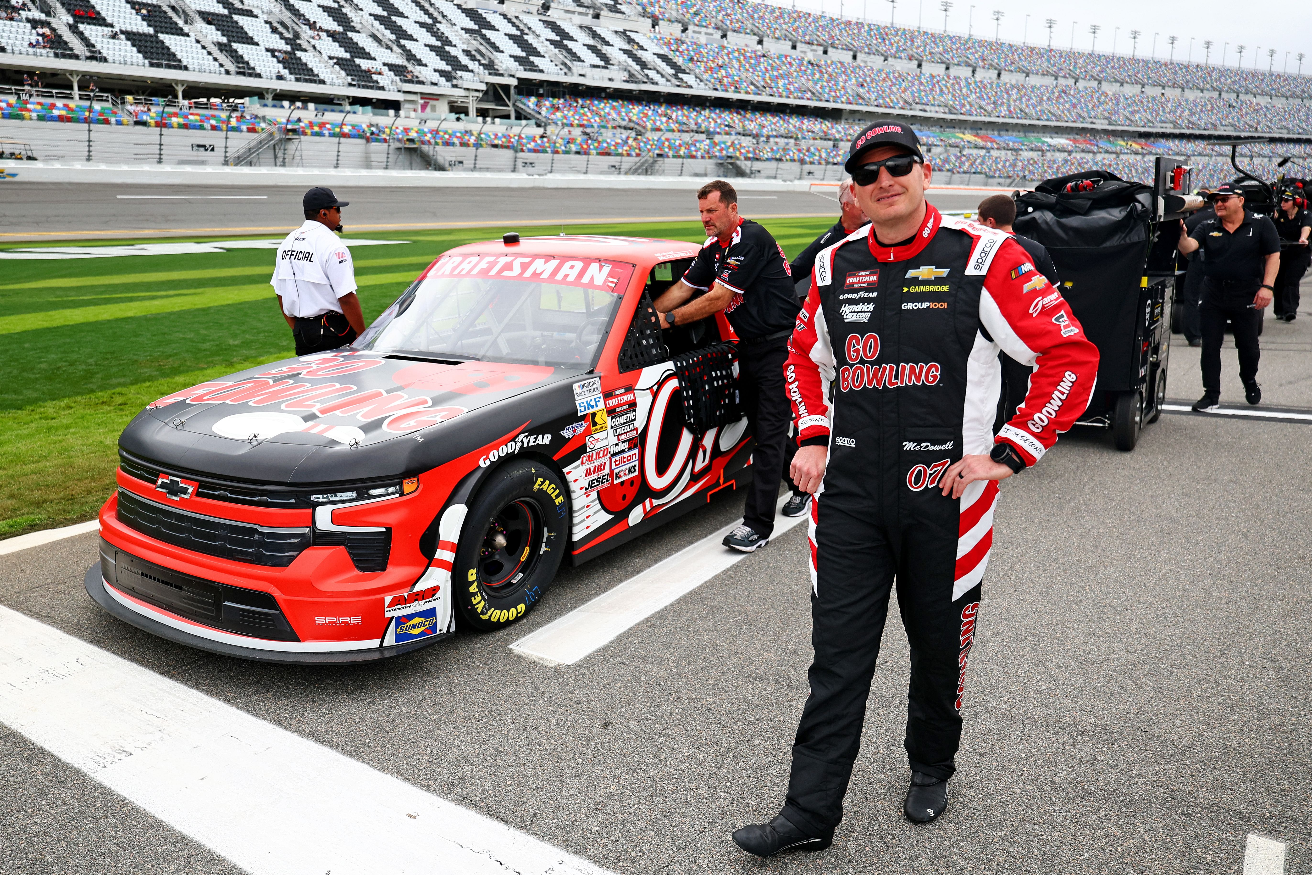 Michael McDowell (07) at the NASCAR&#039;s Daytona track for Qualifying - Source: Imagn