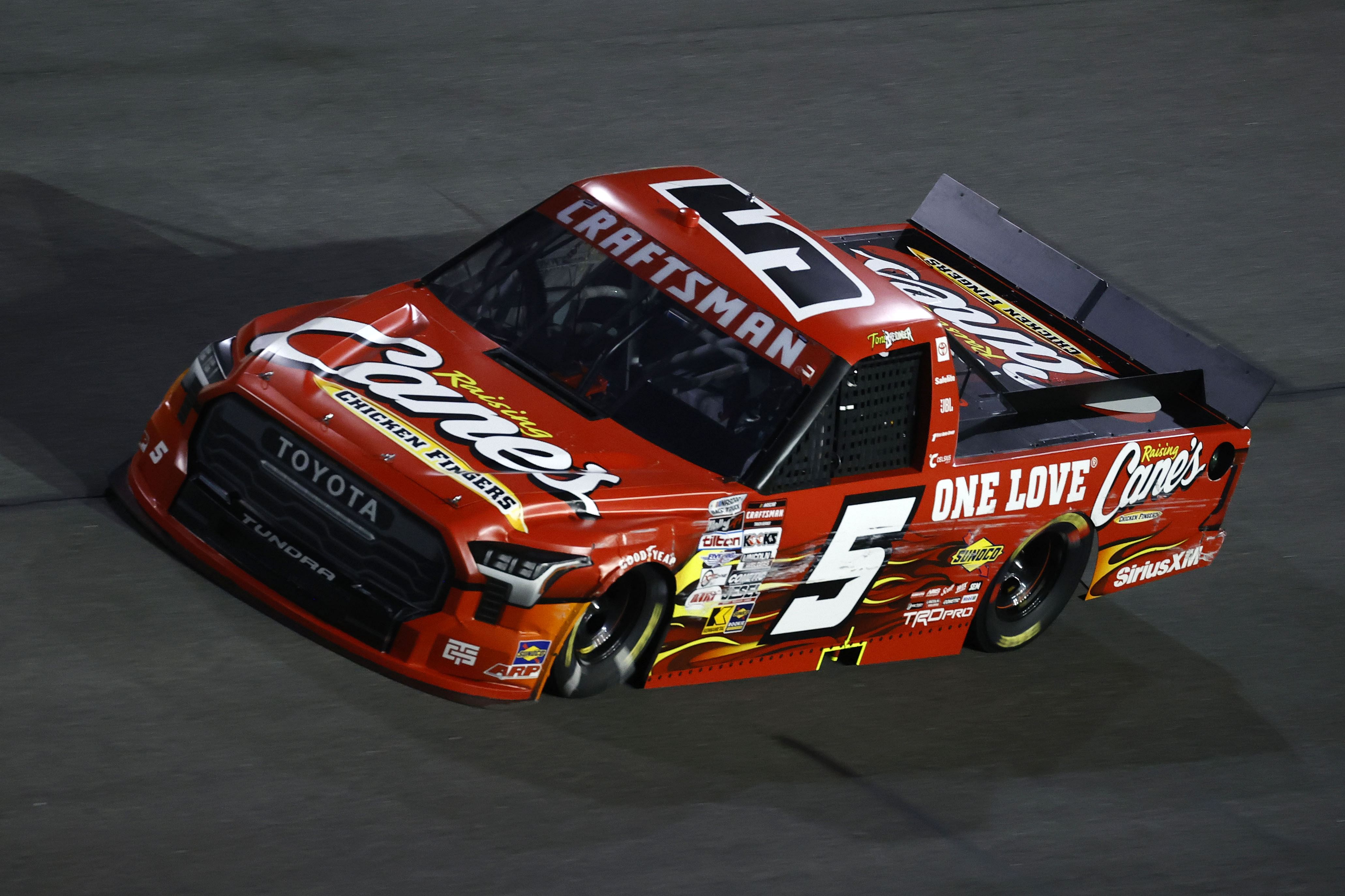 Toni Breidinger driving the No. 5 Toyota Tundra at Daytona International Speedway - Source: Imagn