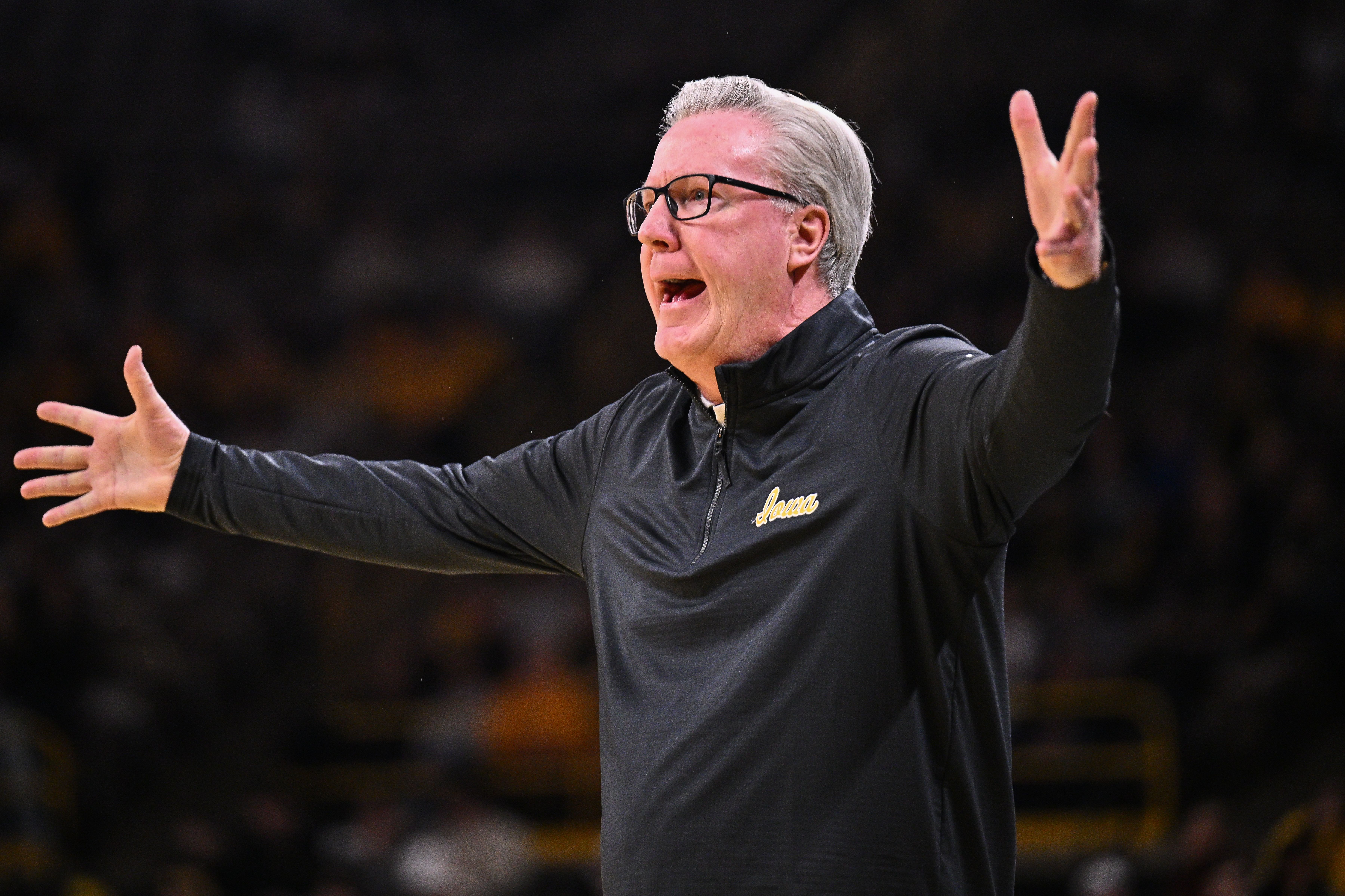 Iowa Hawkeyes head coach Fran McCaffery reacts during the first half against the Washington Huskies at Carver-Hawkeye Arena. Photo: Imagn