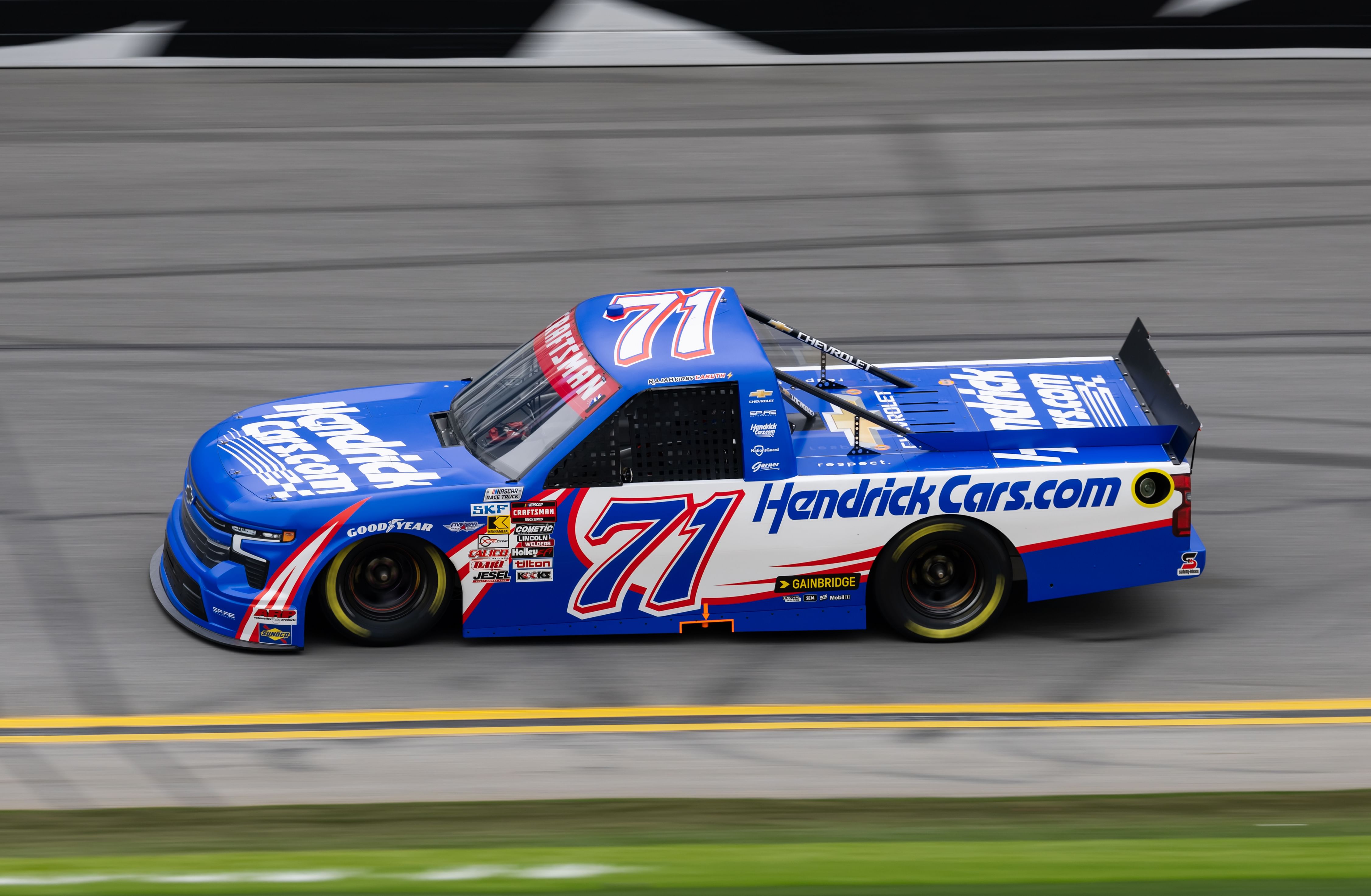 NASCAR Truck Series driver Rajah Caruth (71) qualifying for Fresh from Florida 250 - Source: Imagn