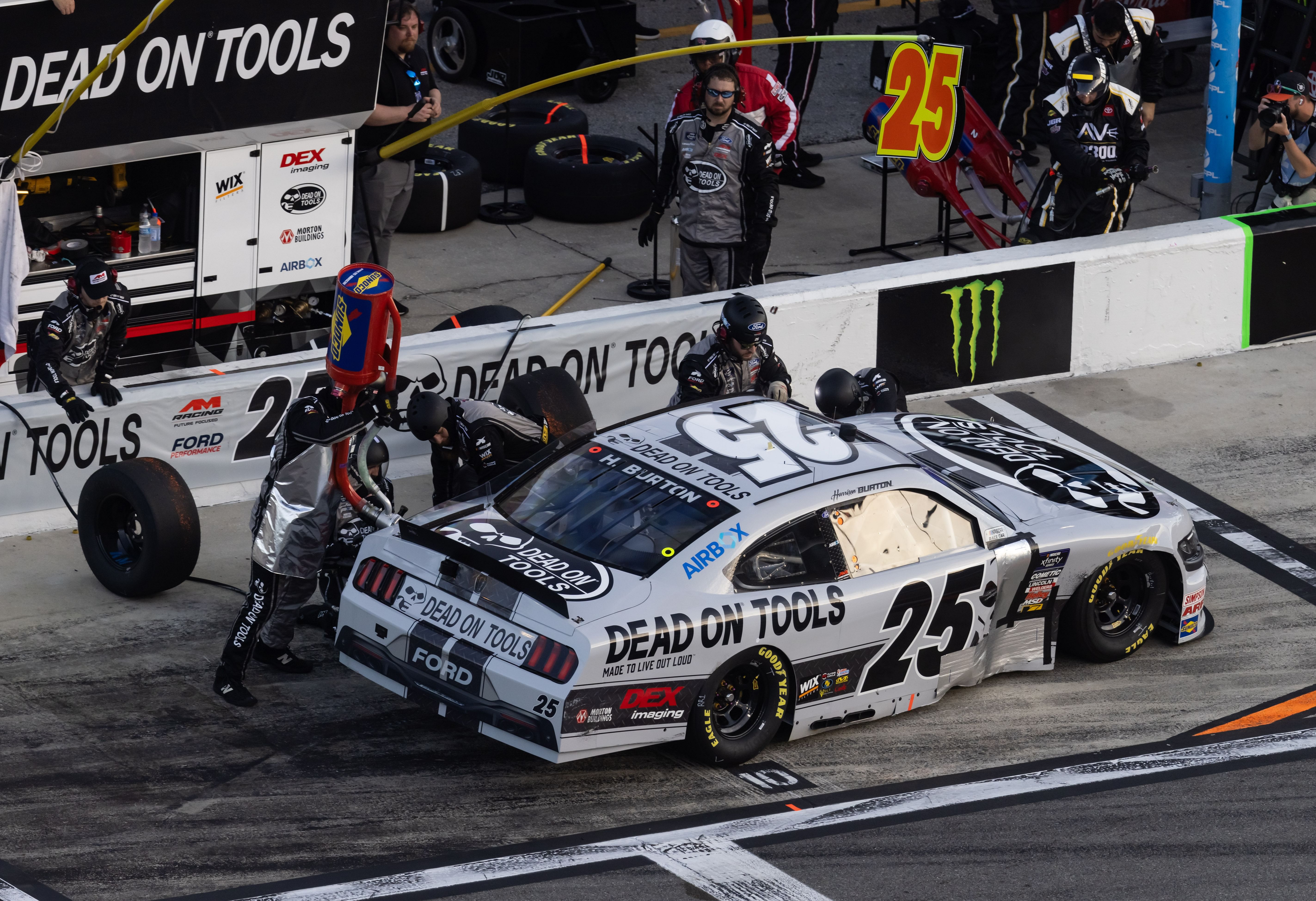 Harrison Burton (25) pits during the United Rentals 300 at Daytona International Speedway, February 15th 2025 - Source: Imagn