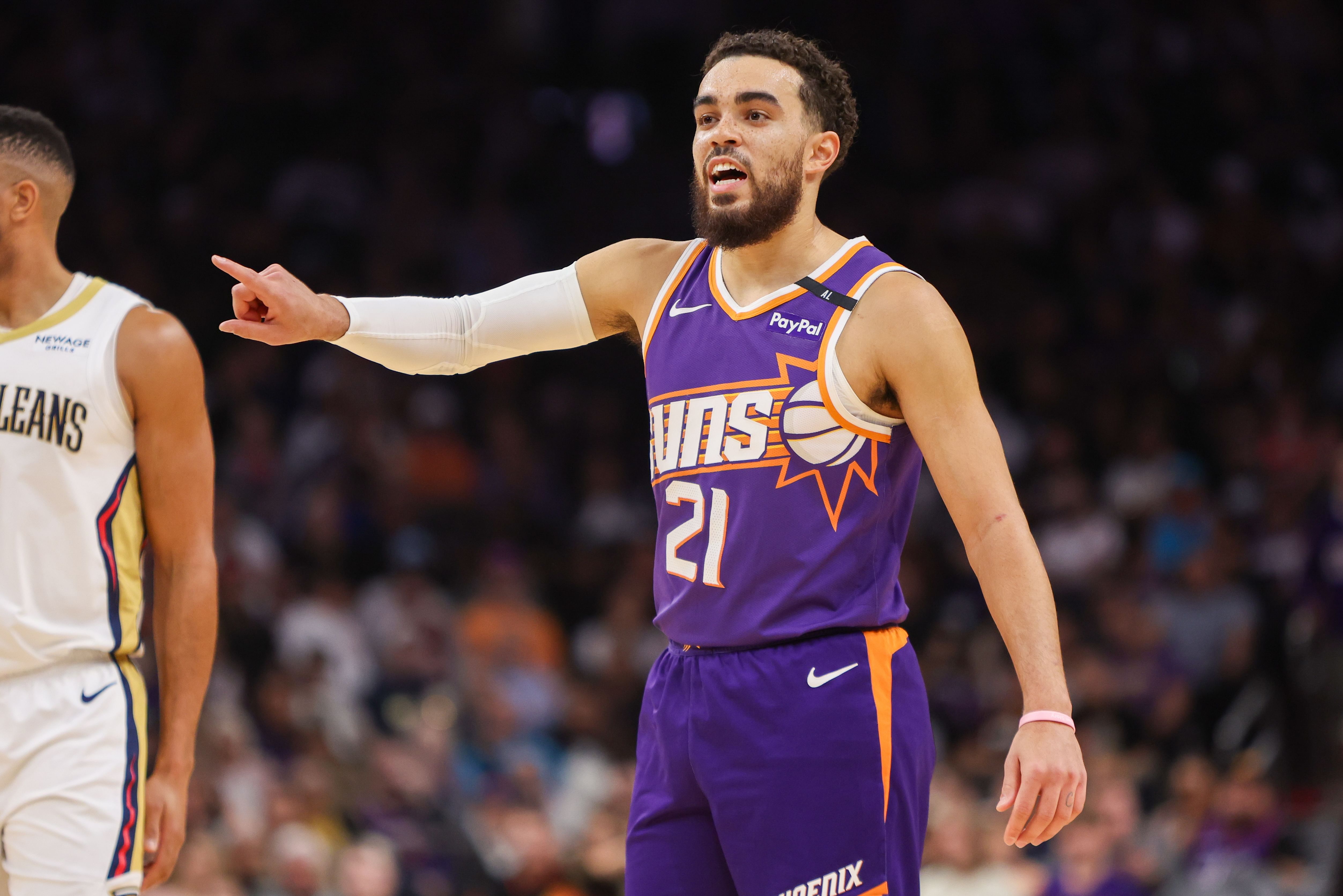 Phoenix Suns point guard Tyus Jones (Image Credit: Brett Davis-Imagn Images)