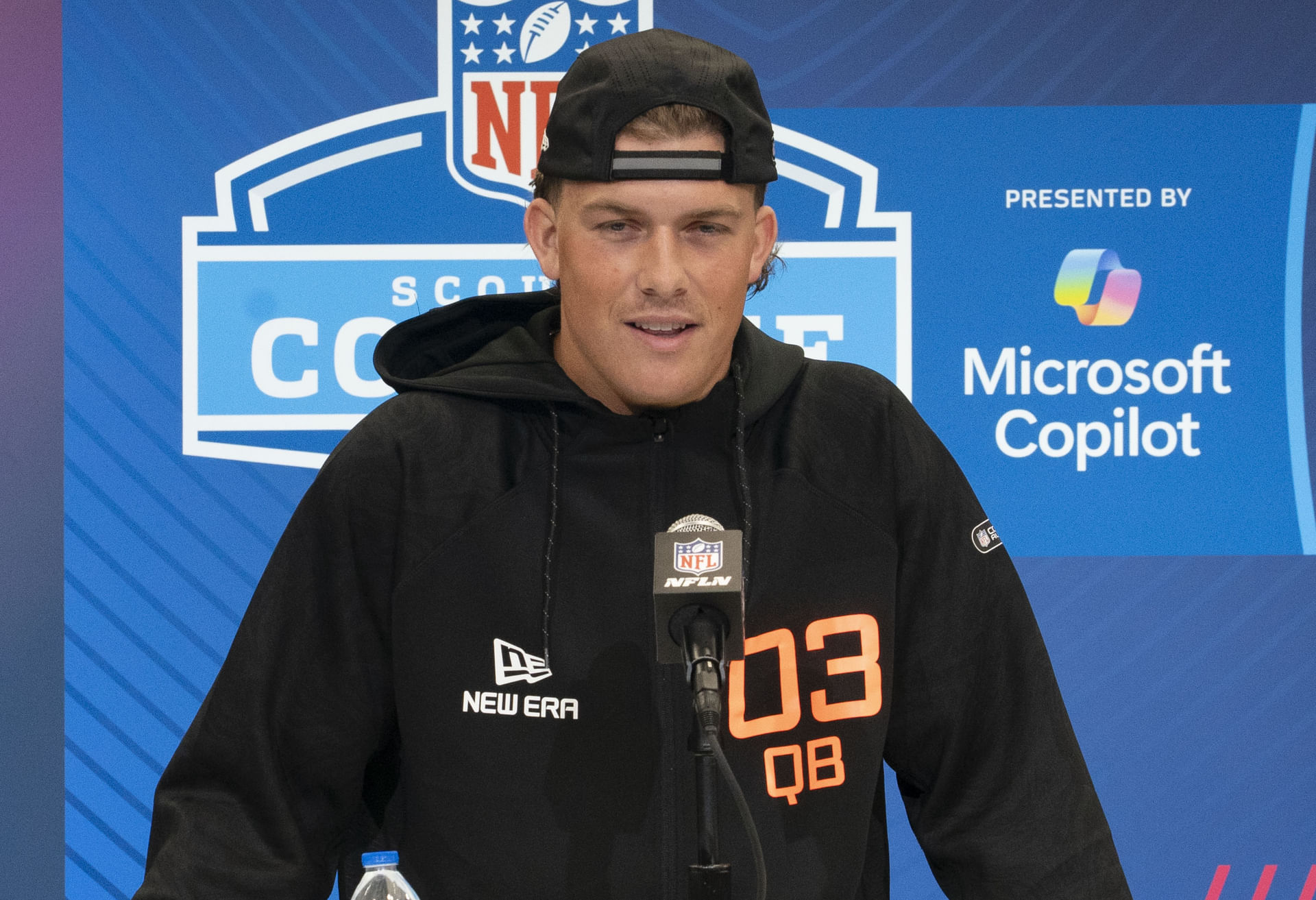 Jaxson Dart speaks at 2025 NFL Combine - Source: Imagn