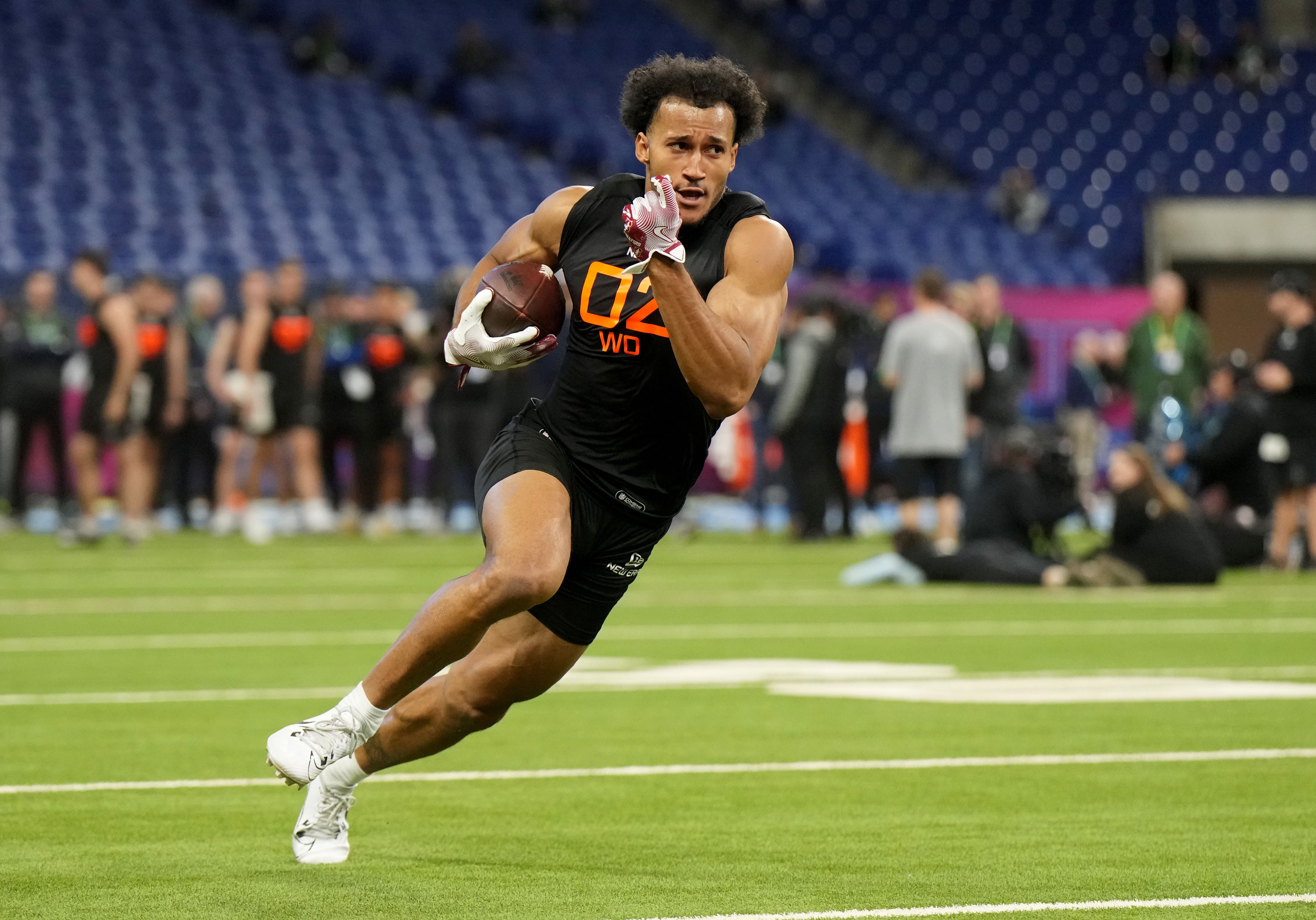 NFL: Elic Ayomanor at the Combine - Source: Imagn