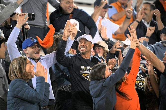 Golf legend Tiger Woods turns up in Florida High School state championship game to support daughter Sam Woods