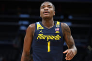 Marquette Golden Eagles guard Kam Jones (#1) looks on during the first half against the Georgetown Hoyas at Capital One Arena. Photo: Imagn