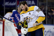 Nashville Predators center Ryan O'Reilly (90) reacts during an NHL game. (Credits: IMAGN)