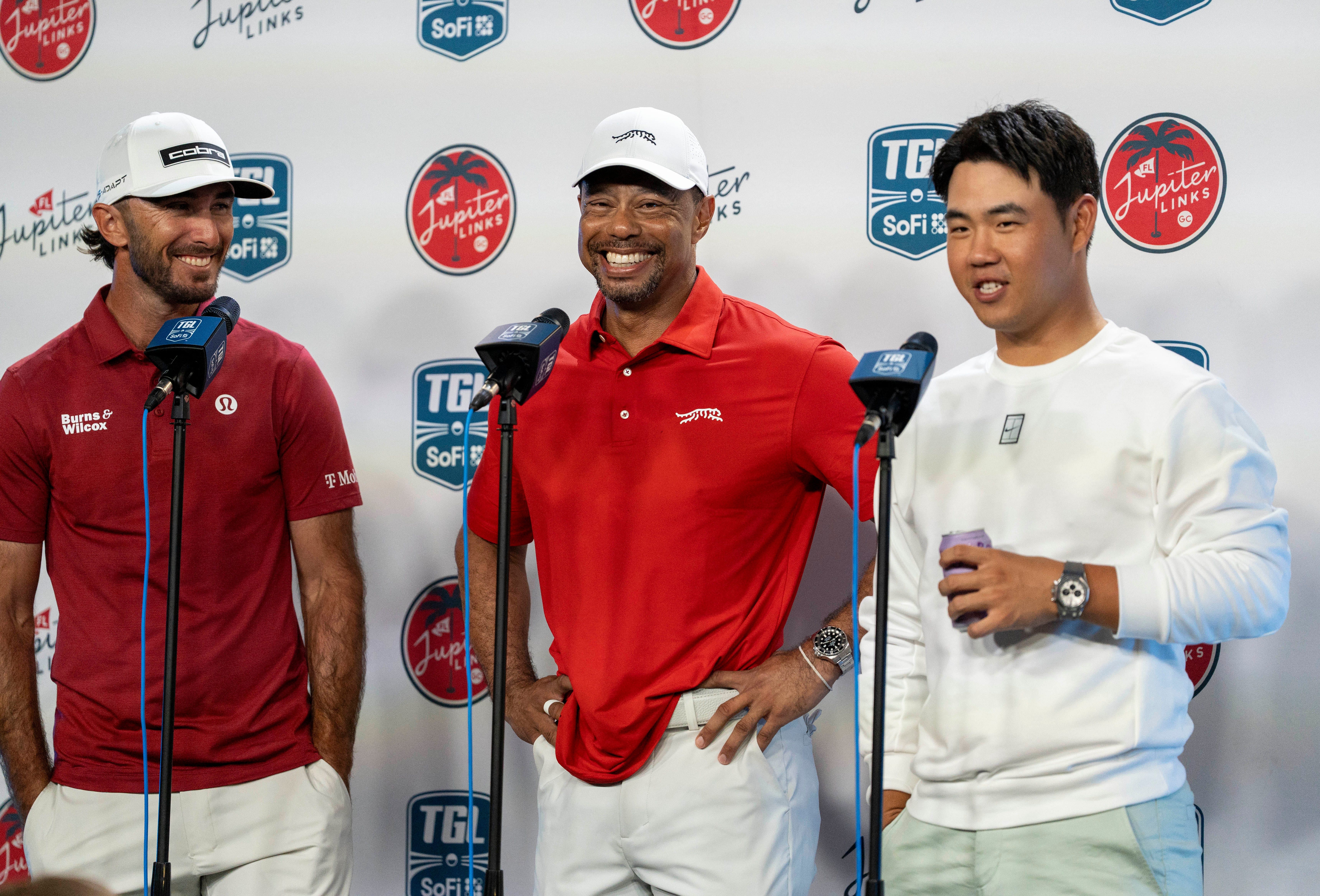 Tiger Woods dropped a bomb on Tom Kim at TGL (Image via Imagn)