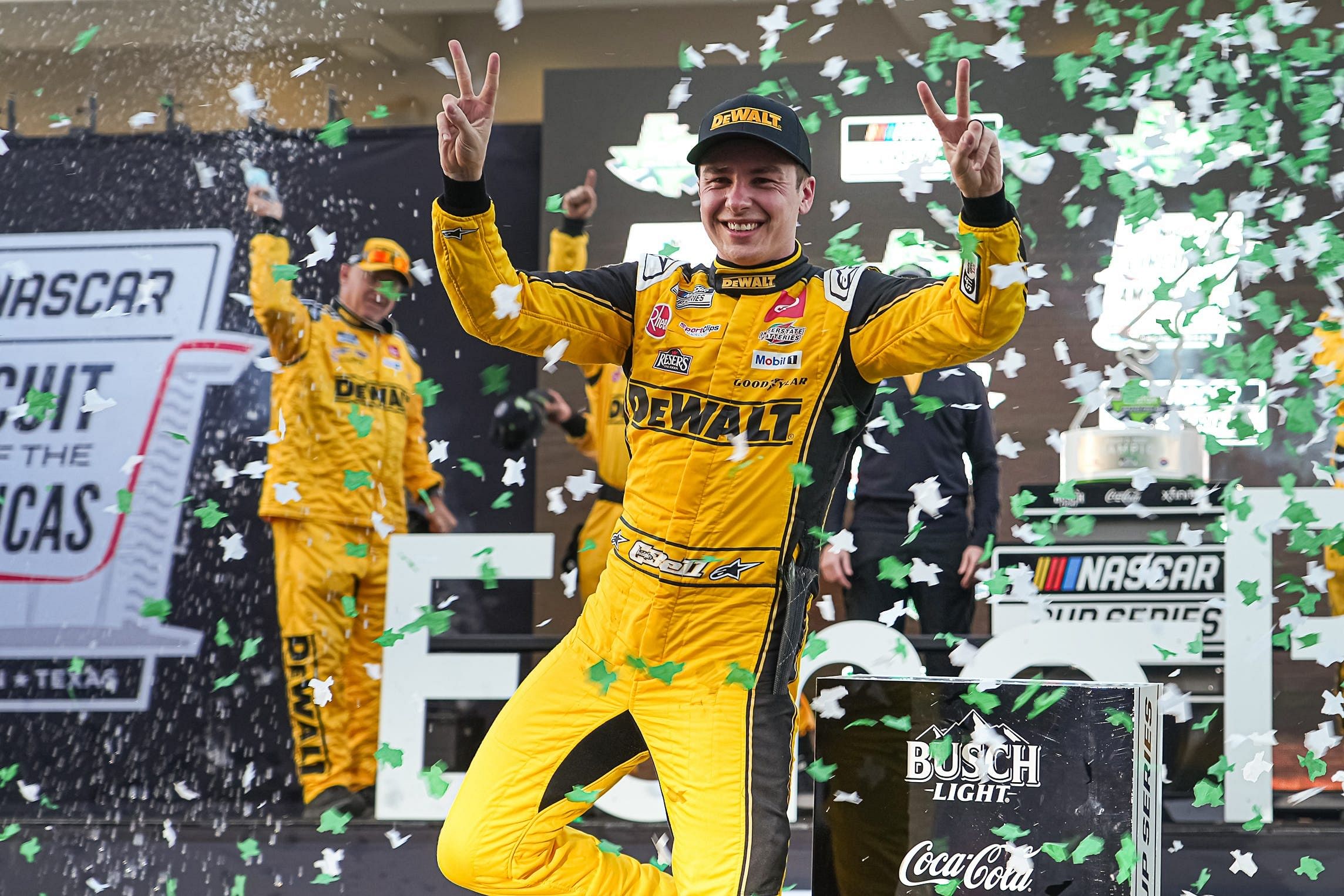 Christopher Bell celebrates winning the EchoPark Automotive Grand Prix at Circuit of the Americas in Austin, Texas. - Source: Imagn