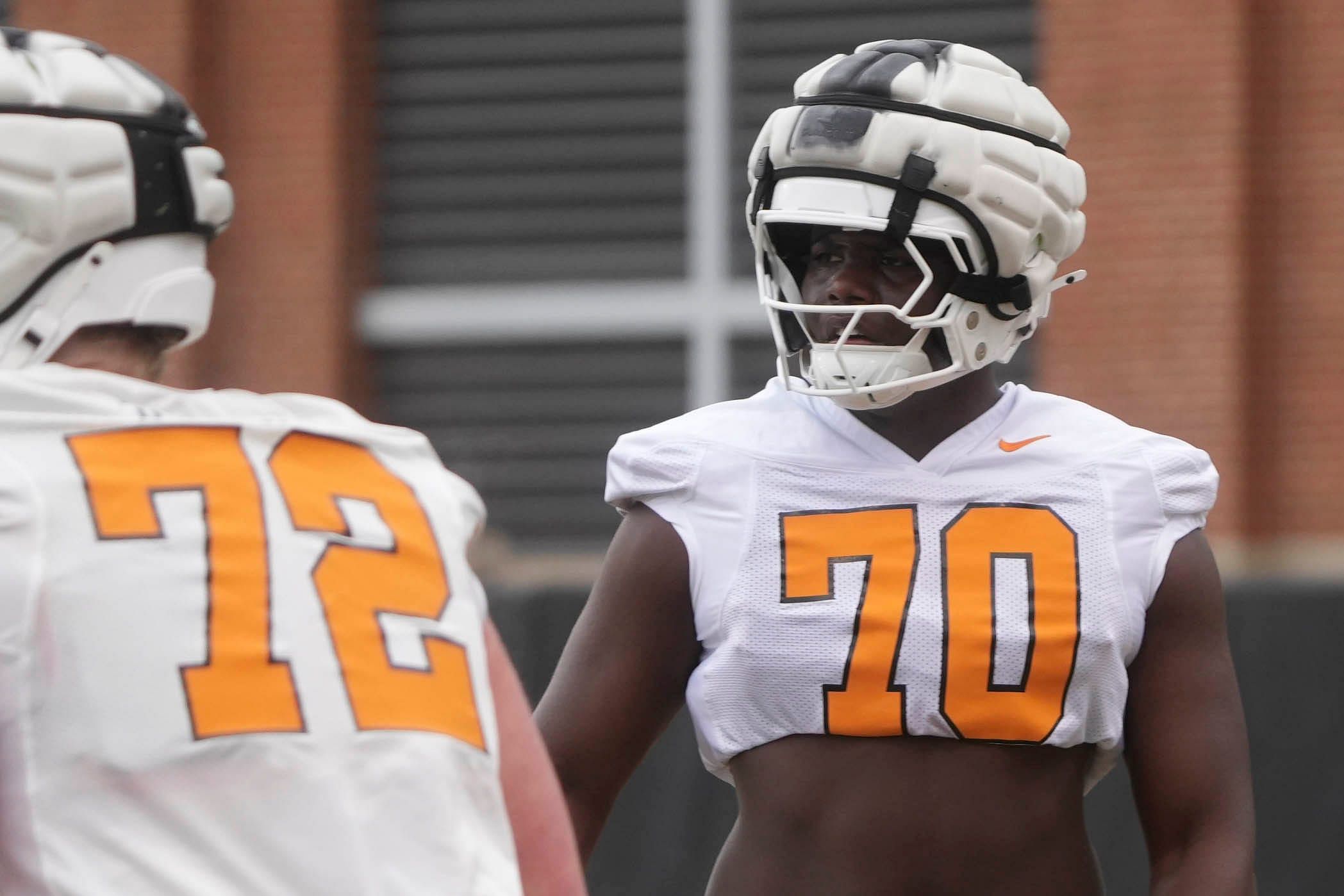 Tennessee offensive lineman David Sanders JR. (70) at the first University of Tennessee spring football practice, Friday, March 7, 2025. - Source: Imagn