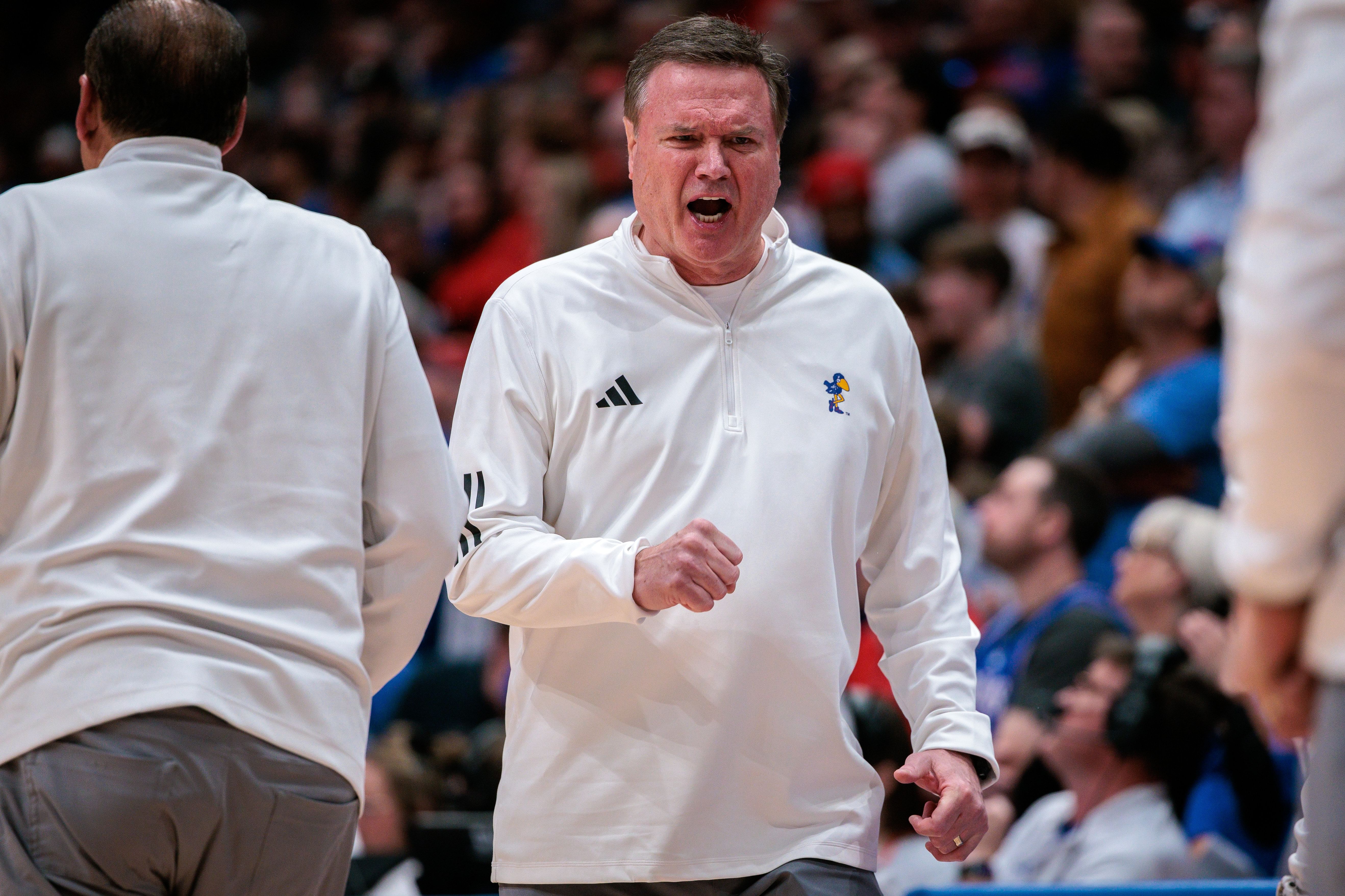 Bill Self reacts to game play during the second half against the Arizona Wildcats - Source: Imagn