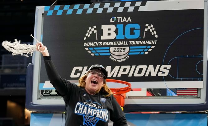UCLA players give HC Cori Close surprise shower in locker room after massive Big Ten title win over arch rival USC