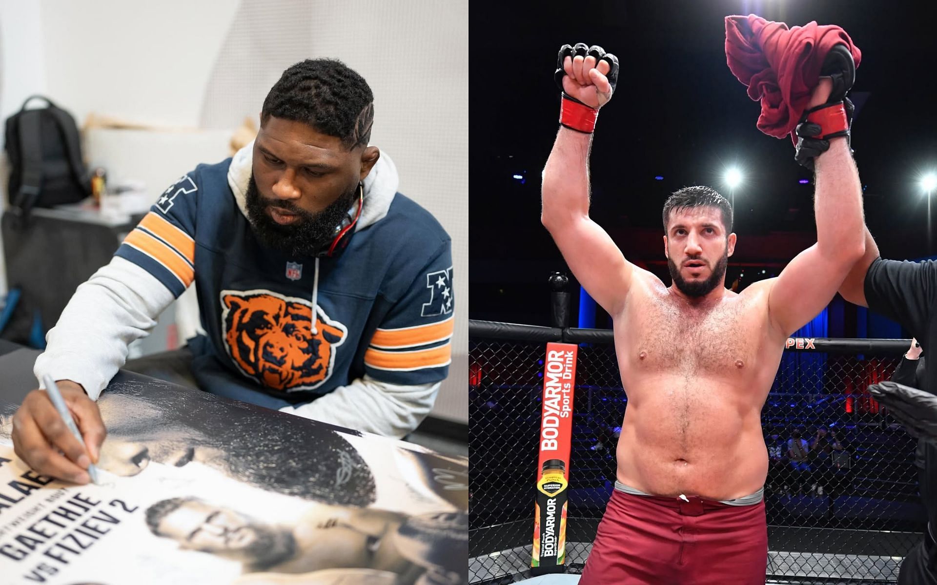 Curtis Blaydes (left) makes startling confession about Rizvan Kuniev (right). [Images courtesy: @razorblaydes265 and @ufceurasia on Instagram]