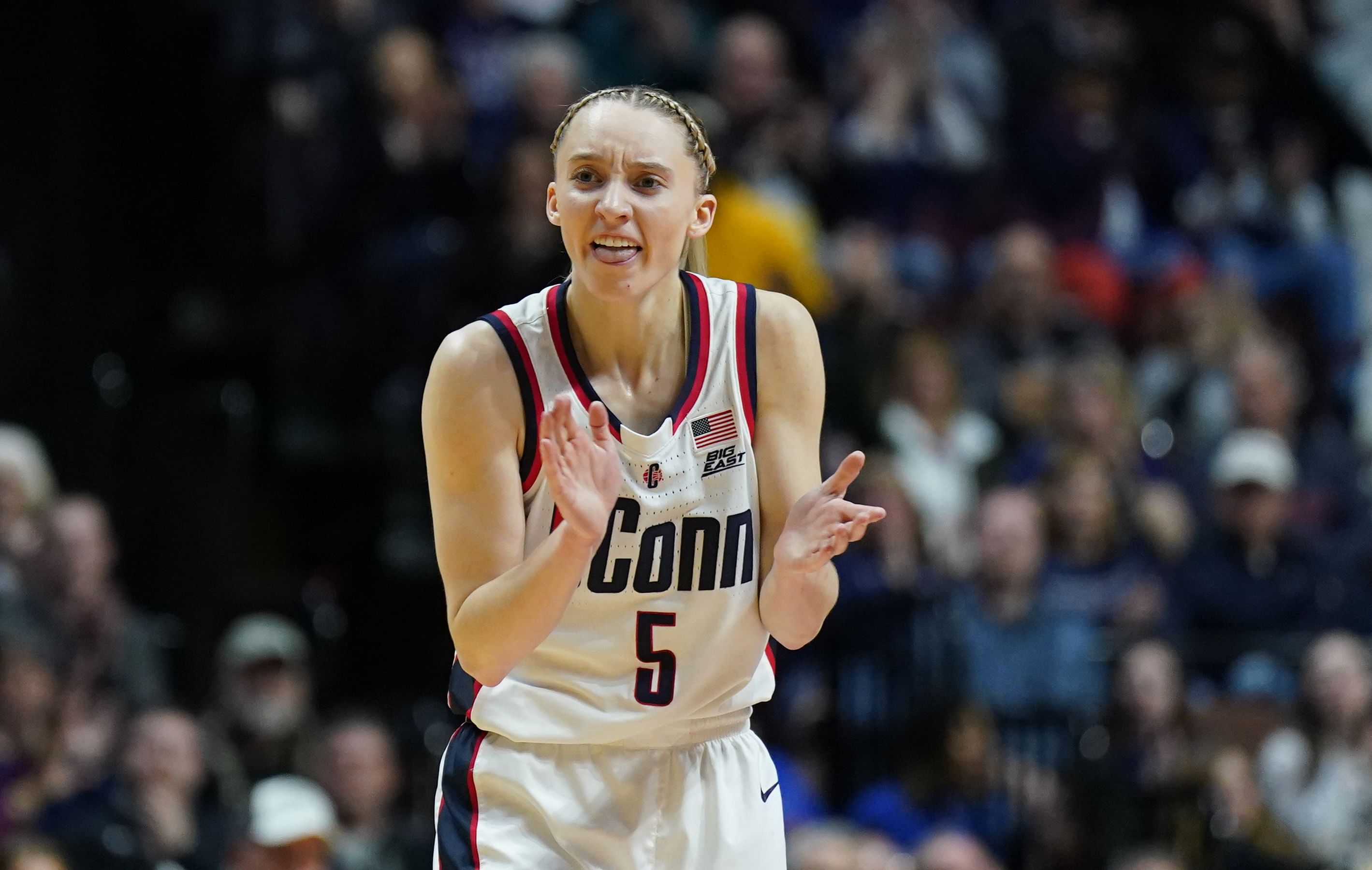 UConn star Paige Bueckers is still seeking a title but has a team with a few flaws. (Photo Credit: IMAGN)