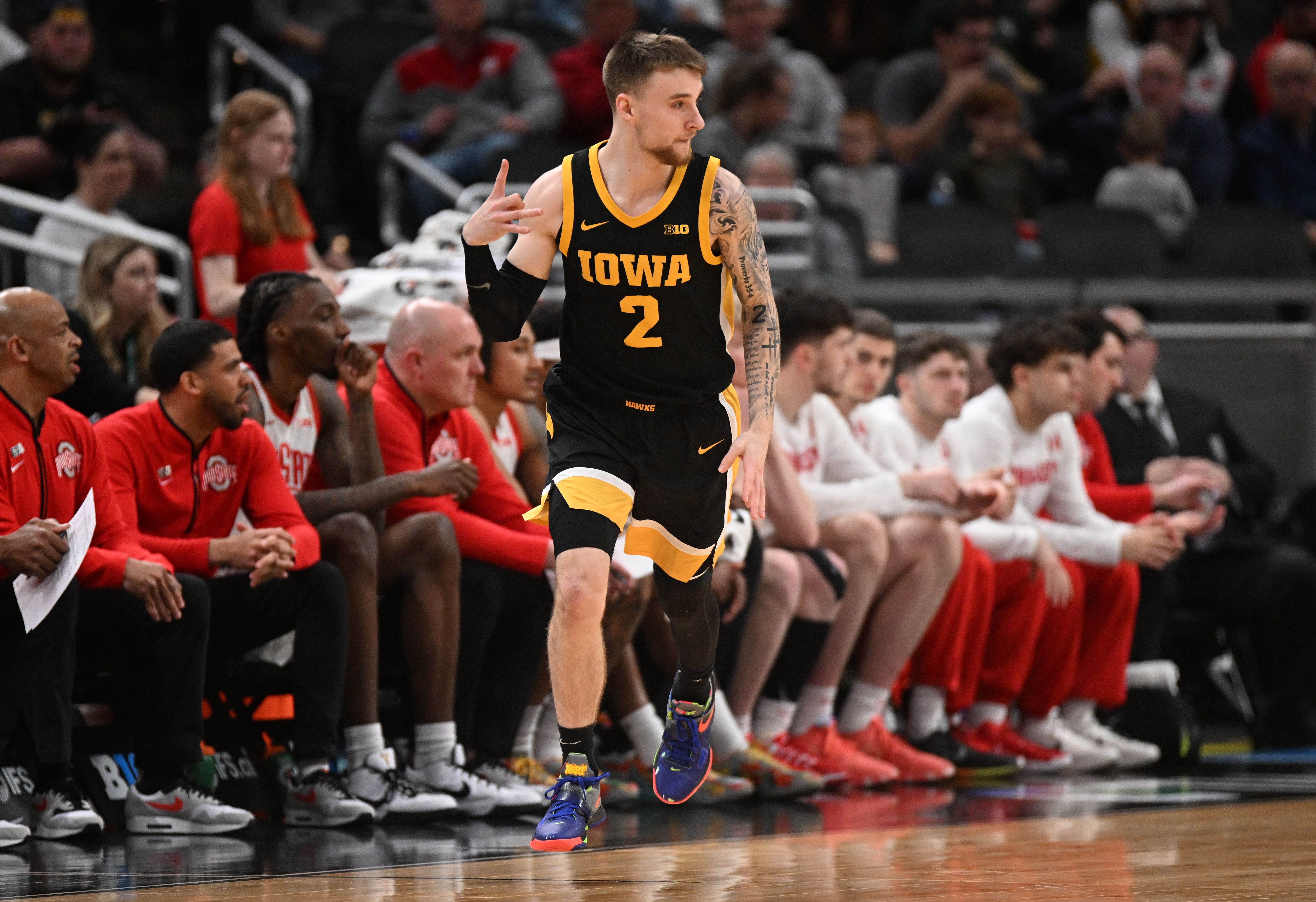 Iowa guard Brock Harding has hit the transfer portal since Fran McCaffery was fired. (Photo Credit: IMAGN)