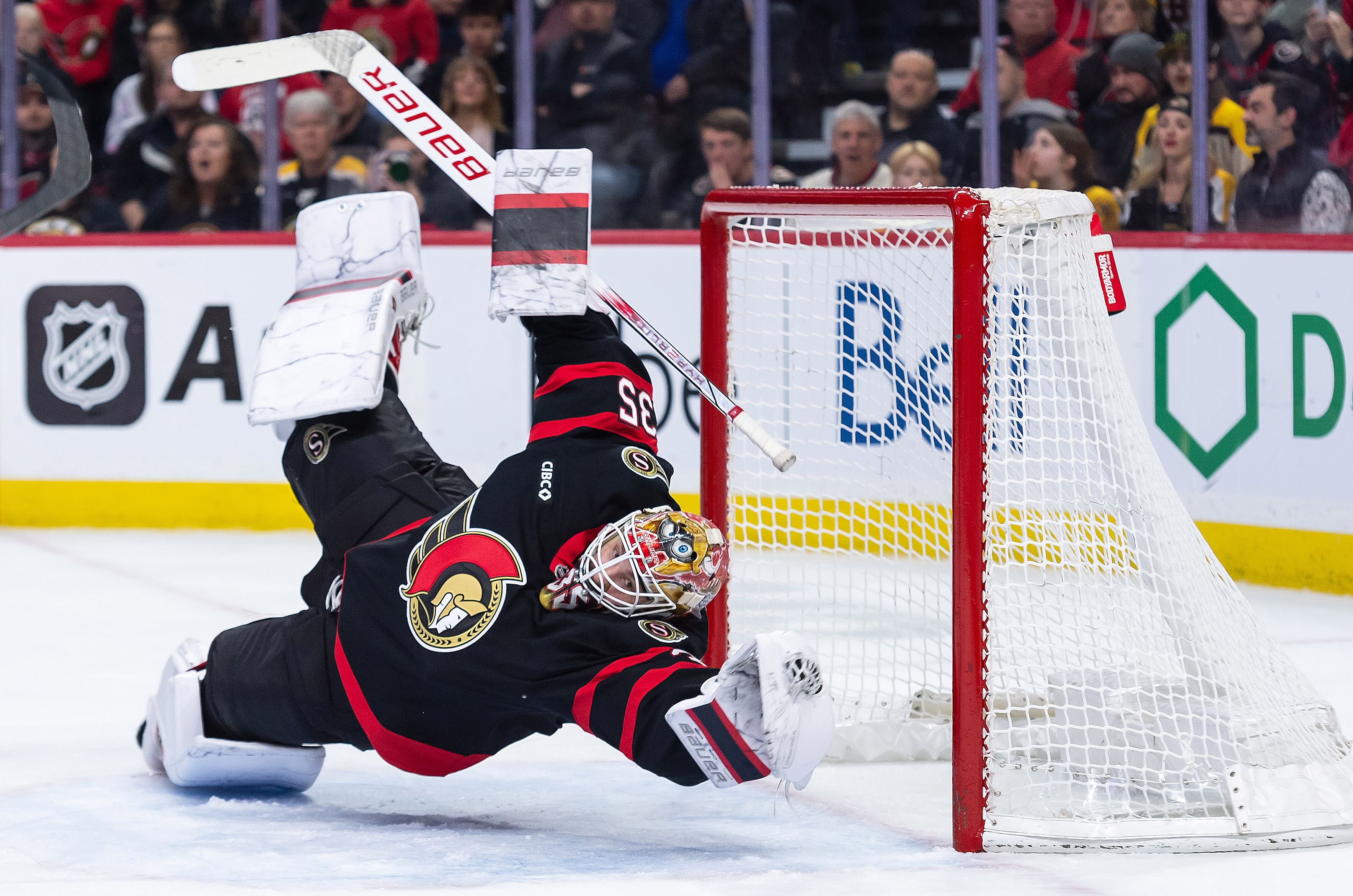 Linus Ullmark surprised himself by making insane diving save in ...