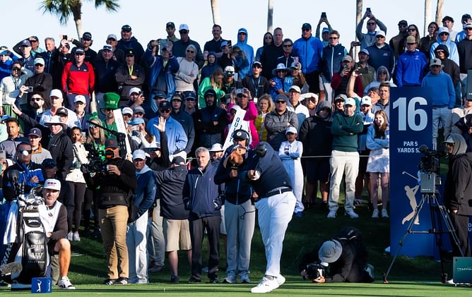 J.J. Spaun pauses press conference to see his water ball on hole 17 in The Players Championship playoff