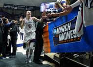 UConn Huskies guard Paige Bueckers (#5) exits the floor after defeating the South Dakota State Jackrabbits in the second round of the 2025 NCAA Tournament at Harry A. Gampel Pavilion. Photo: Imagn