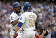 Los Angeles Dodgers - Teoscar Hernandez and Mookie Betts (Photo via IMAGN)