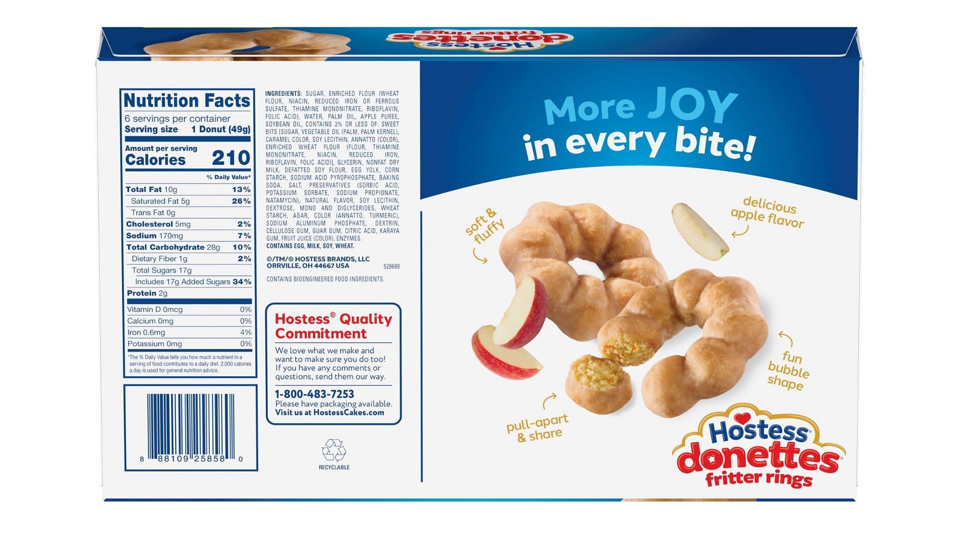 The fritter rings contain 220 calories per serving (Image via Hostess)