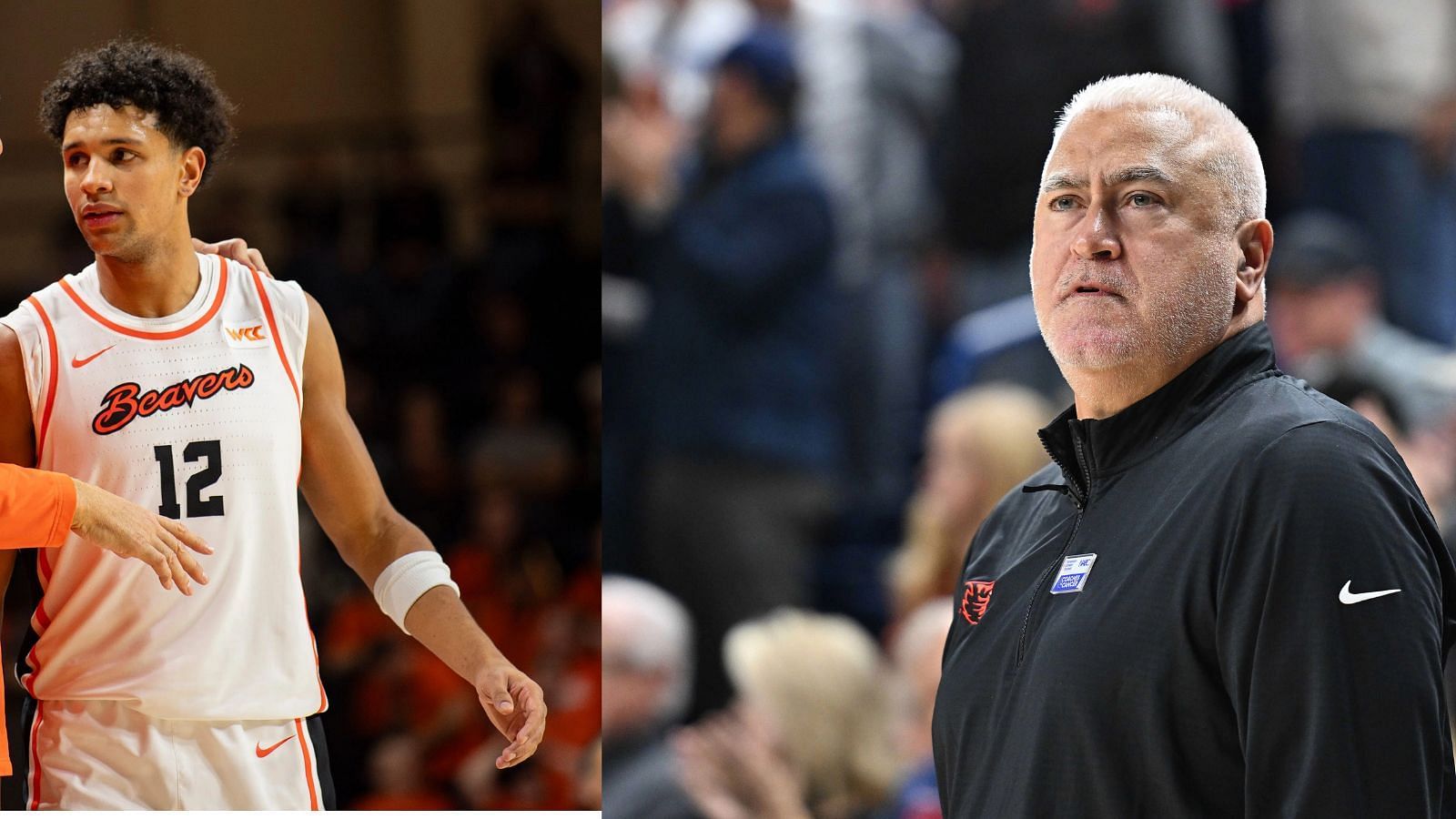 Michael Rataj, Coach Wayne Tinkle and Oregon State missed the 2025 NIT. (Photo Credits: IMAGN)