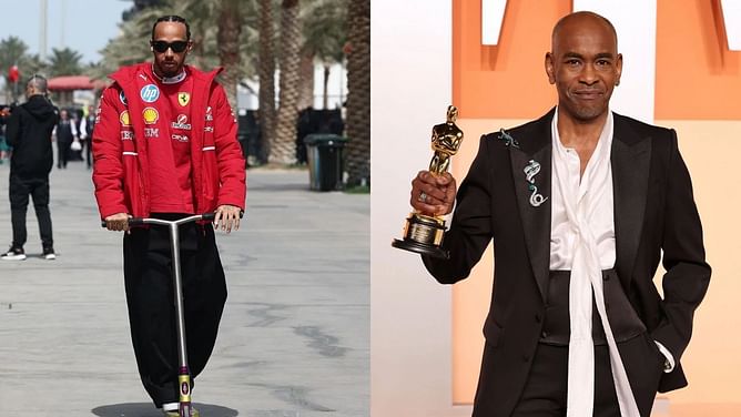 Lewis Hamilton reacts as Paul Tazewell becomes the first Black man to win Oscar for Best Costume Design