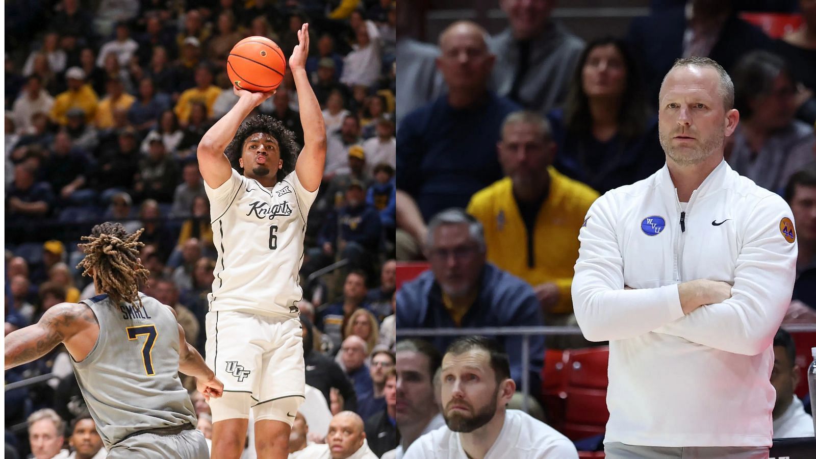 Javon Small, Coach Darian DeVries and West Virginia were a surprising NCAA Tournament omission. (Photo Credits: IMAGN)