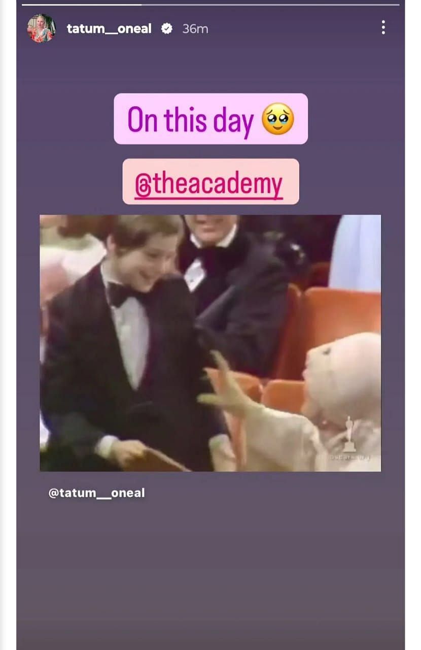 Tatum O'Neal's Instagram story