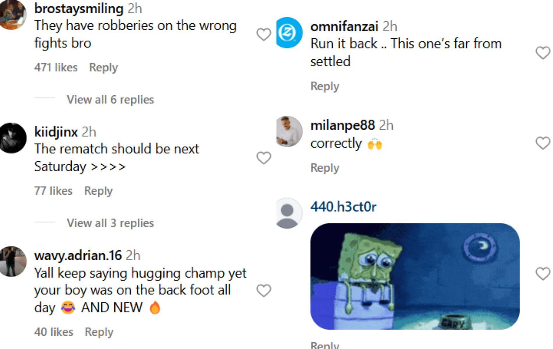 Fan reactions to @espnmma&#039;s Instagram post. [Image Courtesy: @espnmma on Instagram]