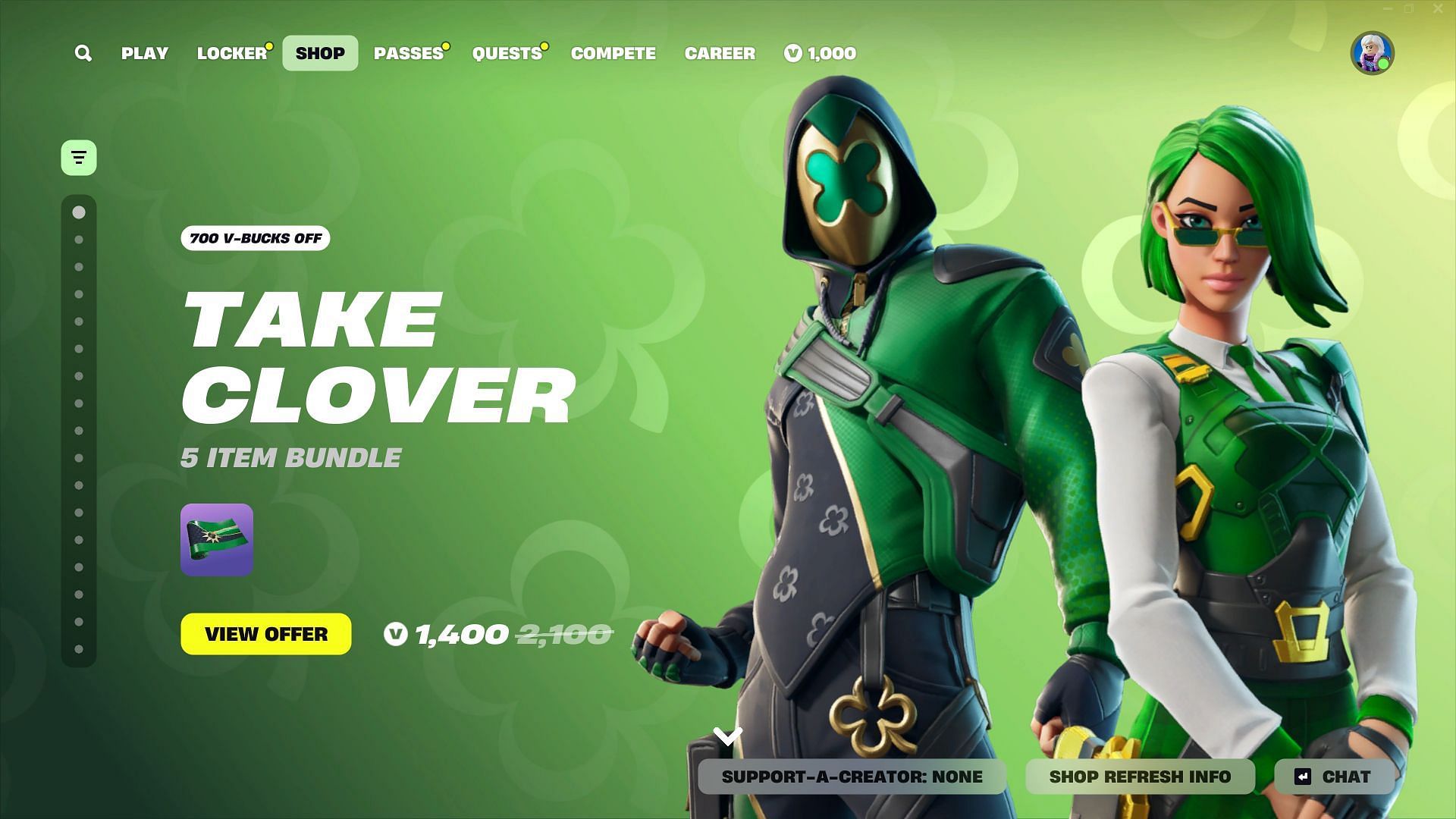 You can now purchase the Clover Swift and Lucky Envoy skins in Fortnite (Image via Epic Games)