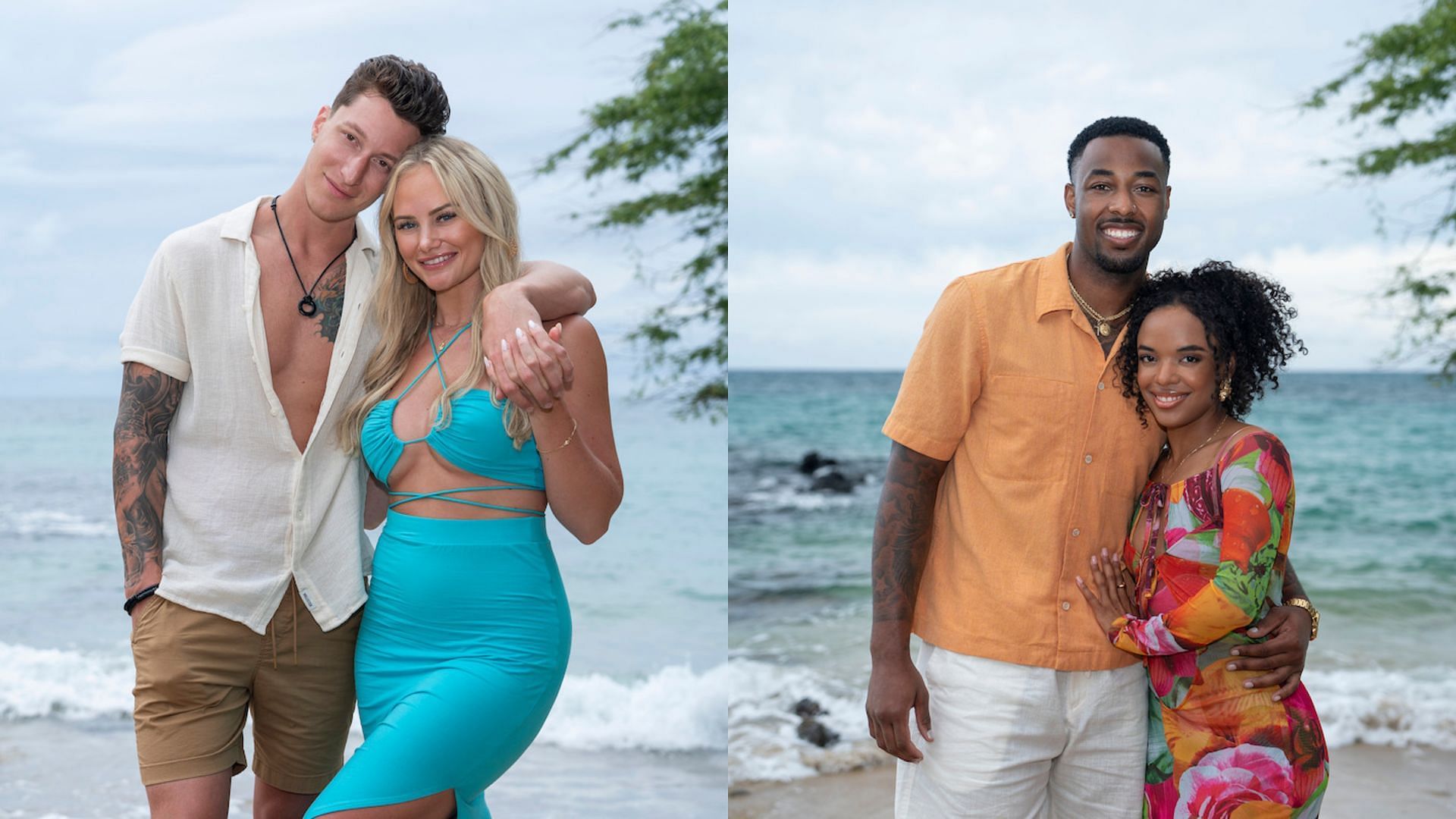 (L-R) Grant and Ashley &amp; Brion and Shant&eacute; from Temptation Island (Image via Tudum by Netflix)