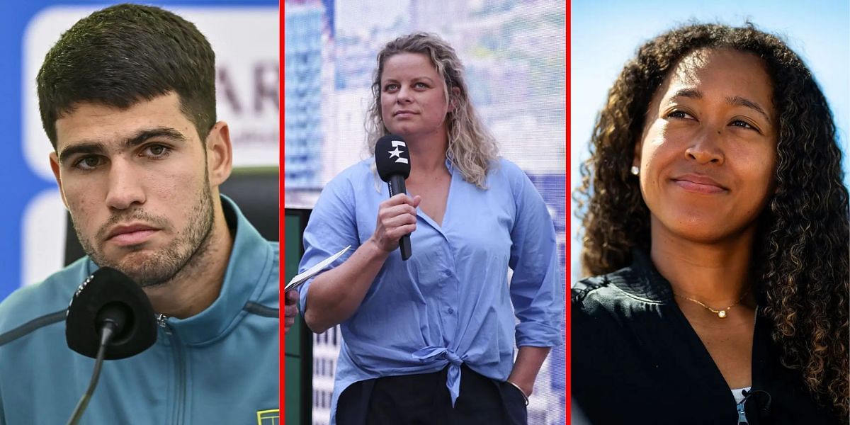 (L-R) Carlos Alcaraz, Kim Clijsters, Naomi Osaka | Getty