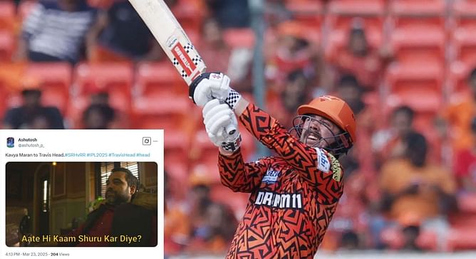 "Aate hi kaam suru kar diye" - Fans react as Travis Head smashes 67 off 31 balls in SRH vs RR IPL 2025 match