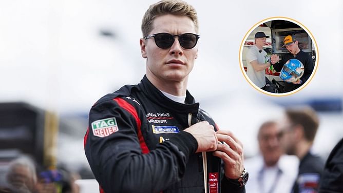 "I bet you want to know what was written on these helmet visors": Josef Newgarden as he exchanges helmets with Pato O'Ward