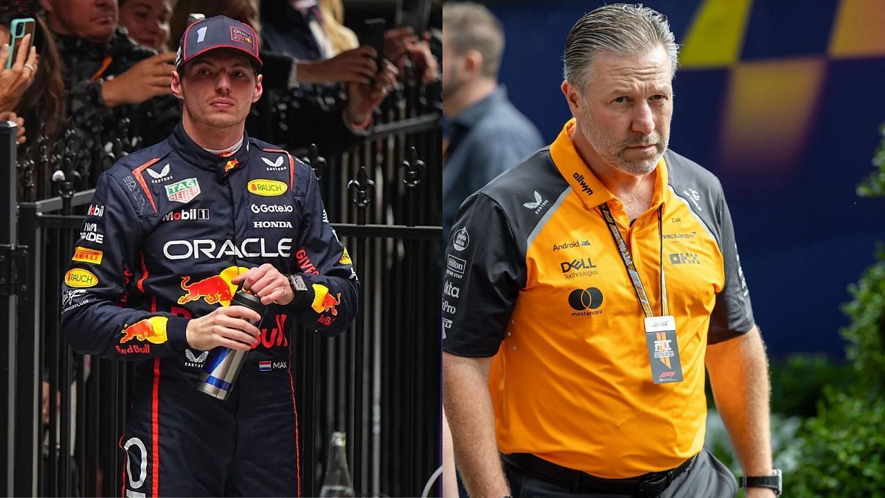 Red Bull driver Max Verstappen [L] McLaren CEO Zak Brown [R] [Image Source: Getty]