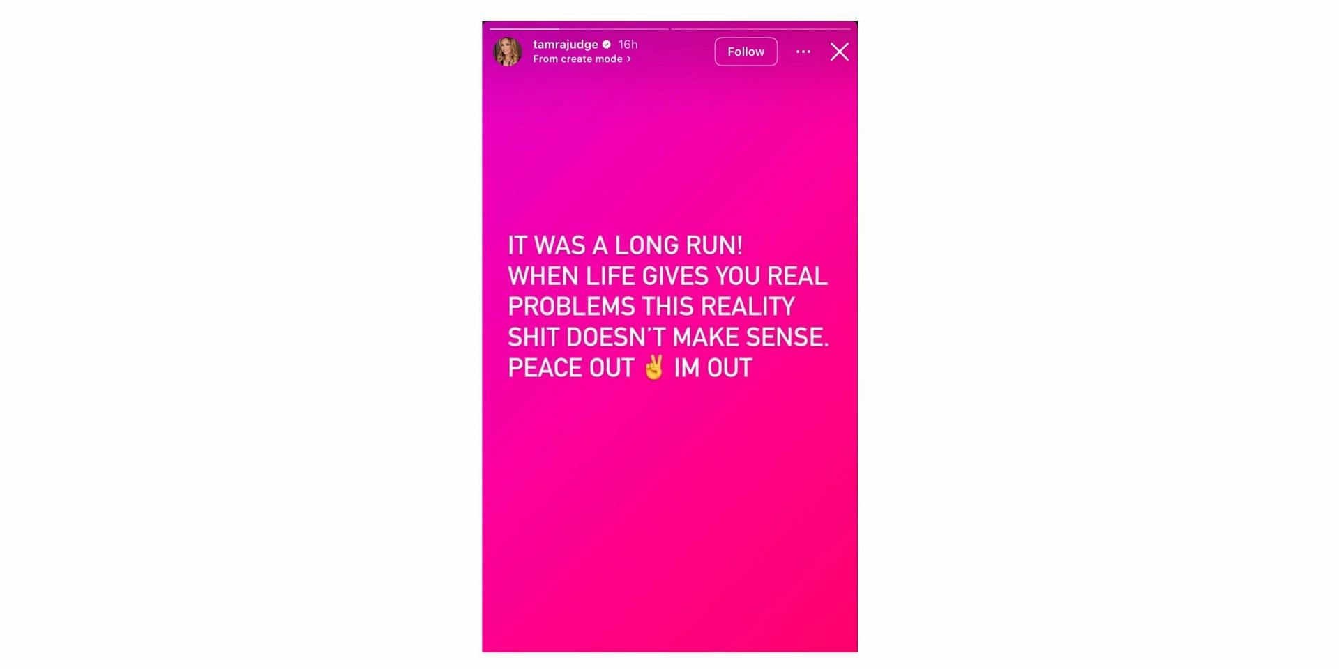 RHOC&#039;s Tamra Judge shares cryptic message hinting she might be leaving reality show (Image via Instagram/@tamrajudge))