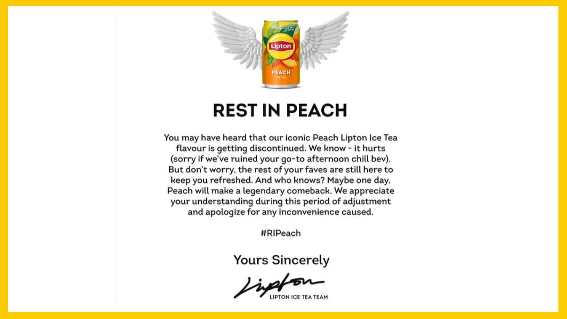 From &ldquo;RIPeach&rdquo; to April Fools: A brand&rsquo;s viral misstep (Image via Instagram/@liptonicetea)