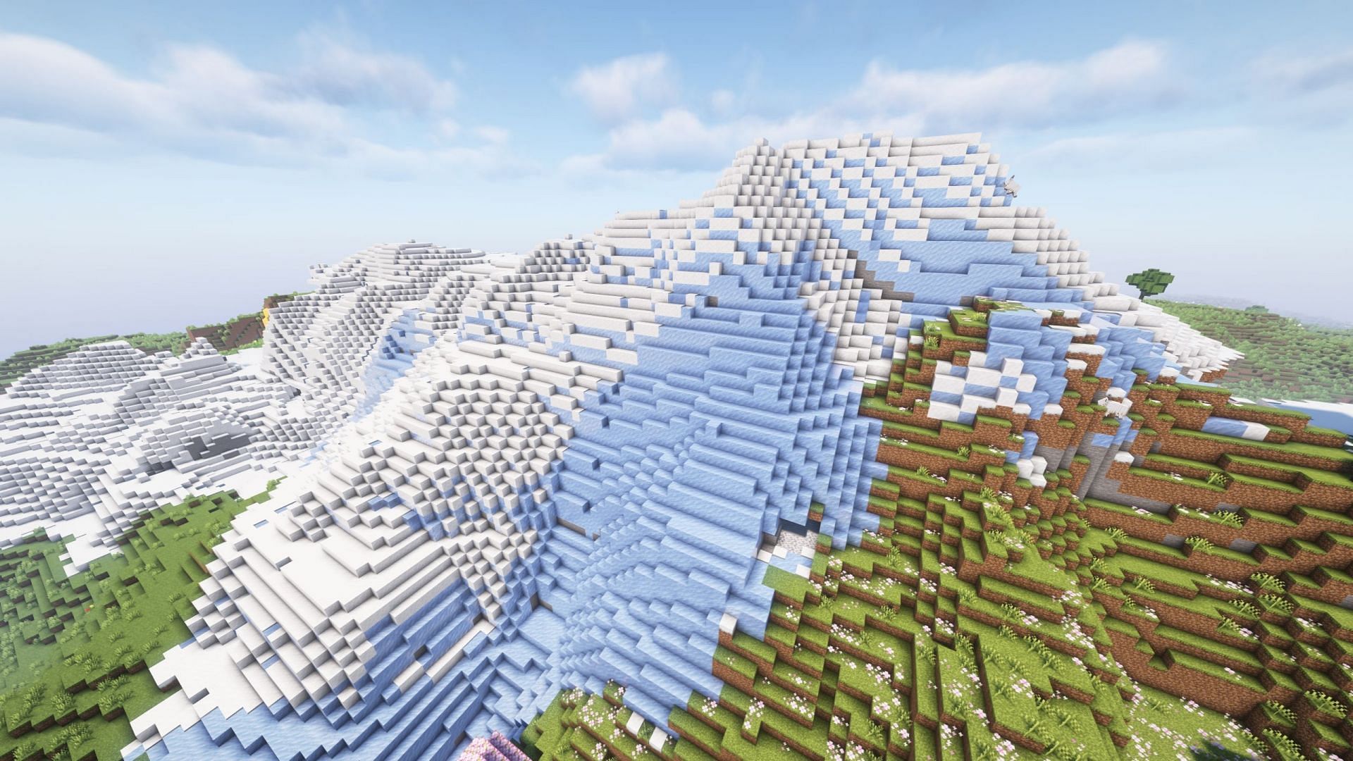 Frozen Peaks consists of snow and ice blocks. (Image via Sportskeeda Gaming || Mojang Studios)