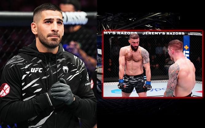 Ilia Topuria reacts after fellow Georgian Roman Dolidze gets the 'job done' against Marvin Vettori in the rematch