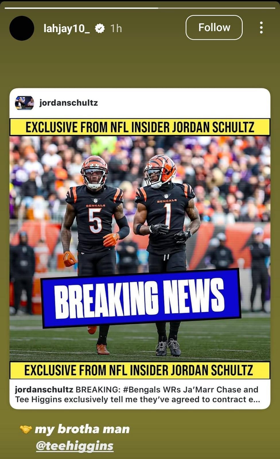 Ja&#039;Marr hypes teammate Tee Higgins as the duo signed contract extensions with the Cincinnati Bengals. (Credits: IG/Ja&#039;Marr Chase)