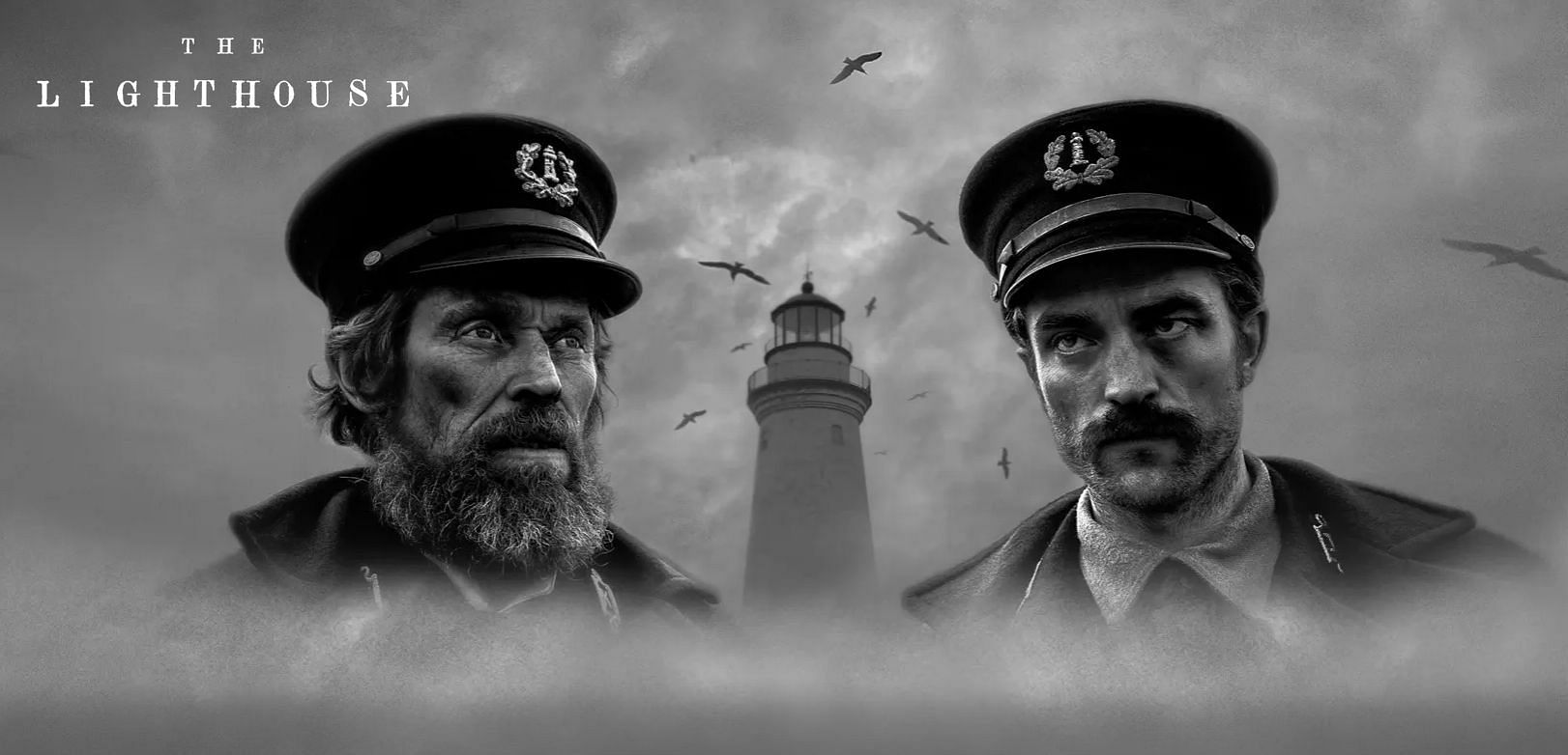 Willem Dafoe, and Robert Pattinson in a poster for The Lighthouse. (Image via A24)