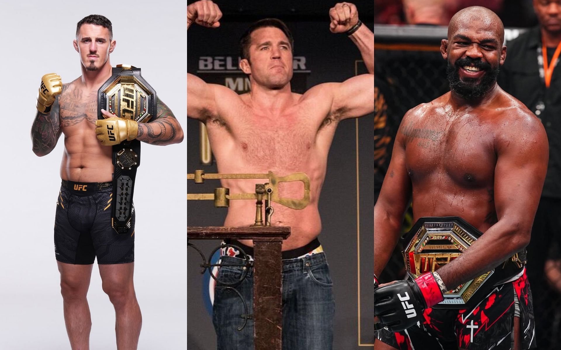 Chael Sonnen (middle) throws shade at Jon Jones