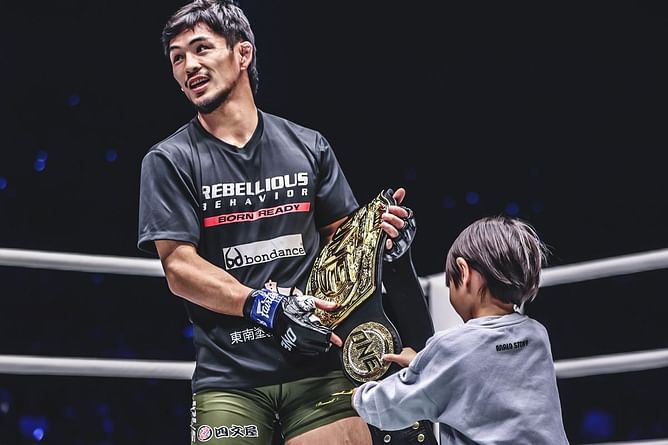 WATCH: Yuya Wakamatsu celebrates with his son after shocking TKO victory over Adriano Moraes at ONE 172