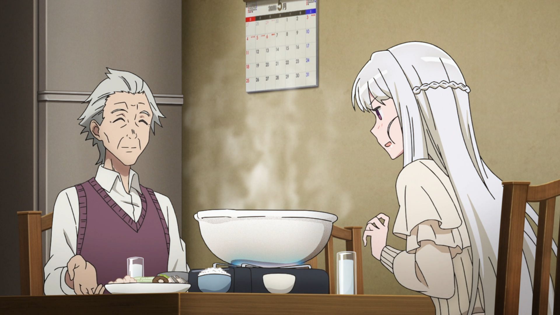 Marie&#039;s first meeting with Kazuhiro&#039;s grandpa goes exceptionally well in Welcome to Japan, Ms. Elf! episode 11 (Image via ZERO-G)