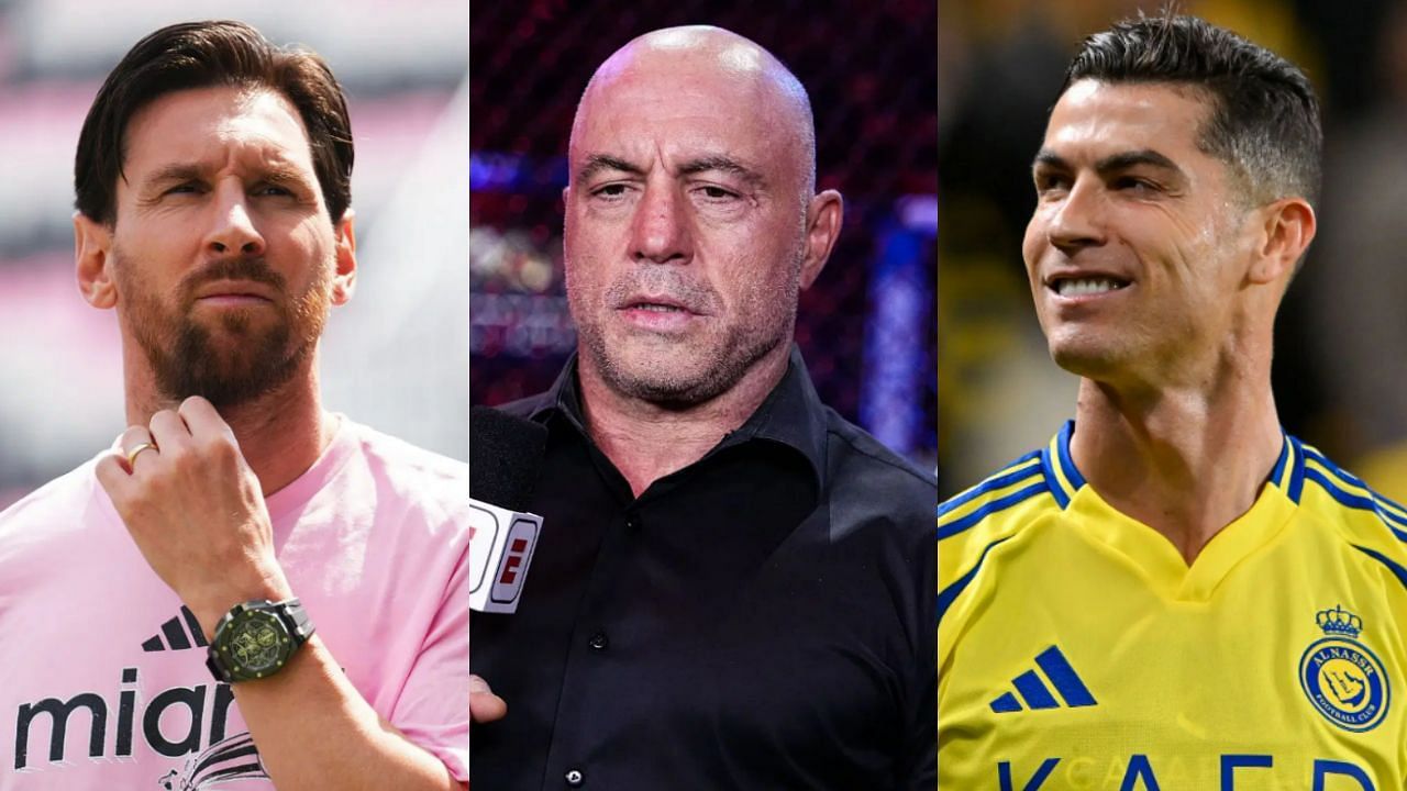 Lionel Messi (Left), Joe Rogan (Middle), Cristiano Ronaldo (Right)