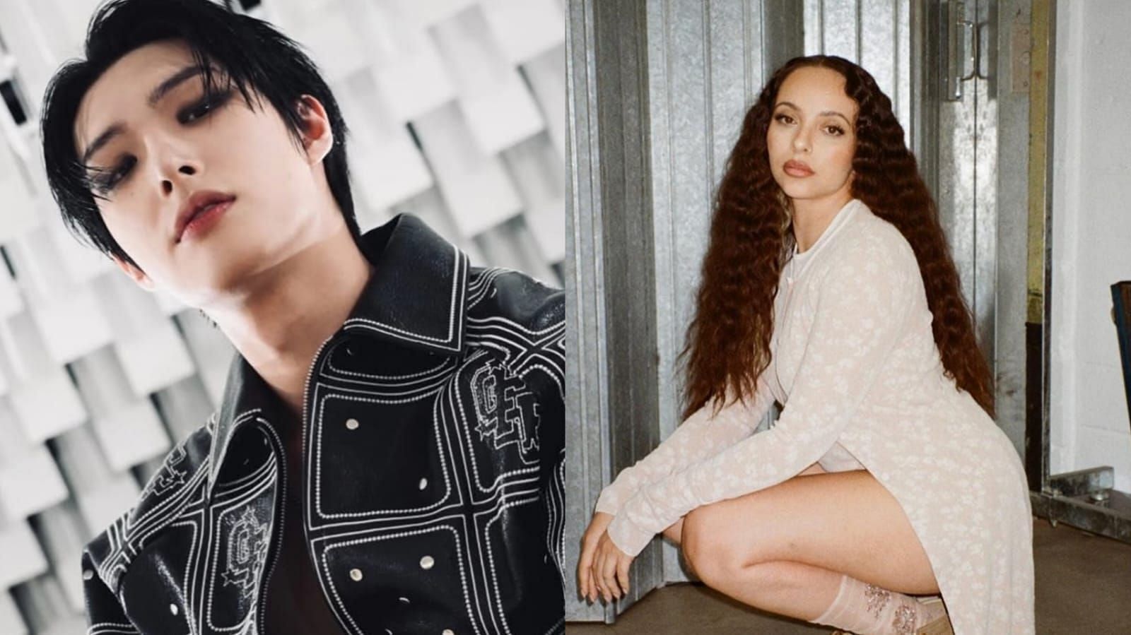 Fans react as Mingi of ATEEZ and Jade of Little Mix unite in a new photo for Off White (Image via @jadethirlwall and @fixon_n_on/Instagram)