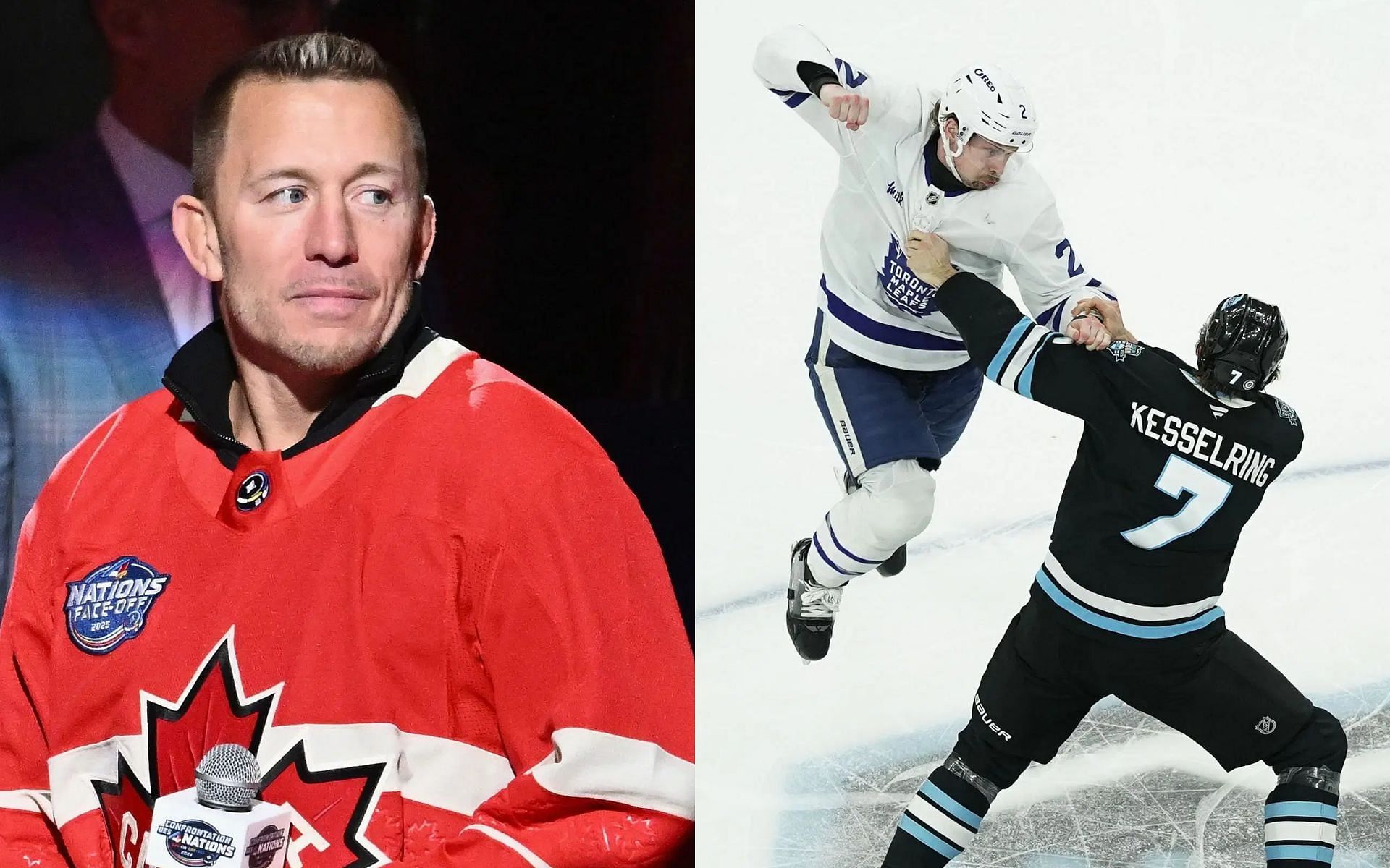 Georges St-Pierre shares thoughts on Superman Punch attempt during Toronto Maple Leafs vs. Utah Hockey Club NHL game [Image courtesy: Getty Images]